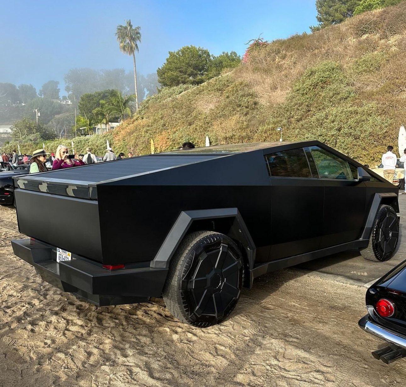 Tesla Cybertruck Matte Black Cybertruck Finally Appears!! 😱 Driven by Franz Von Holzhausen stealth matte black cybertruck