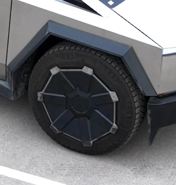 Tesla Cybertruck New Cybertruck Wheel Cover design spotted? New Cybertruck wheel cover design1