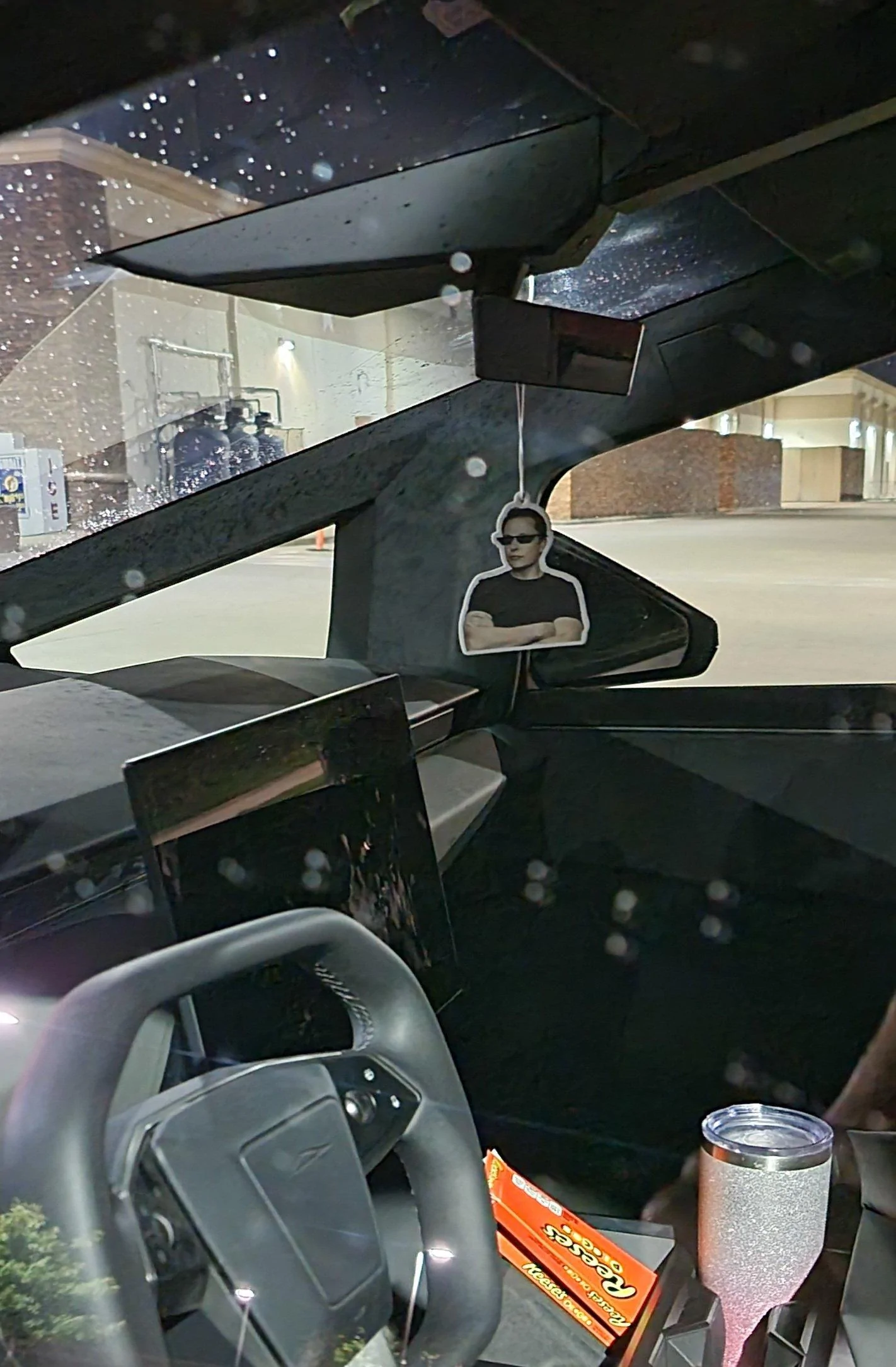 Tesla Cybertruck Ambient lighting + floor mount accelerator pedal + that air freshener! 😆 1699807144926