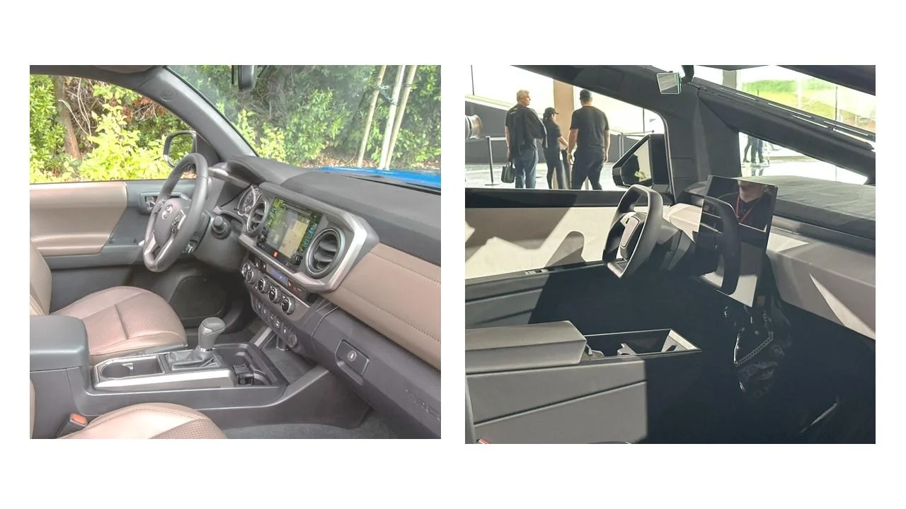 Tesla Cybertruck Ambient lighting + floor mount accelerator pedal + that air freshener! 😆 CT Interior A2 Pillar Compar