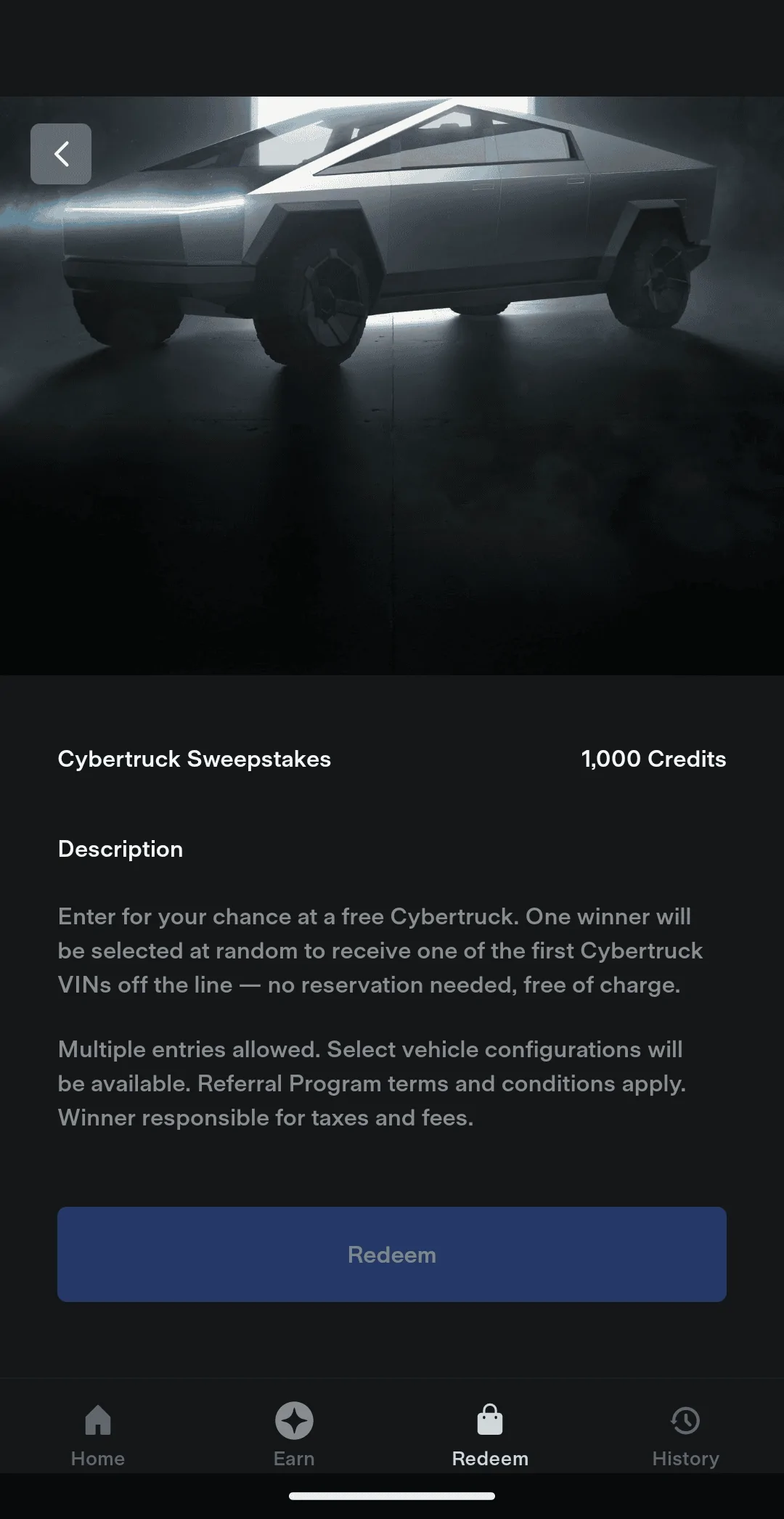 Tesla Cybertruck Cybertruck raffle is back!! : UPDATED with winner Screenshot_20231120-182942