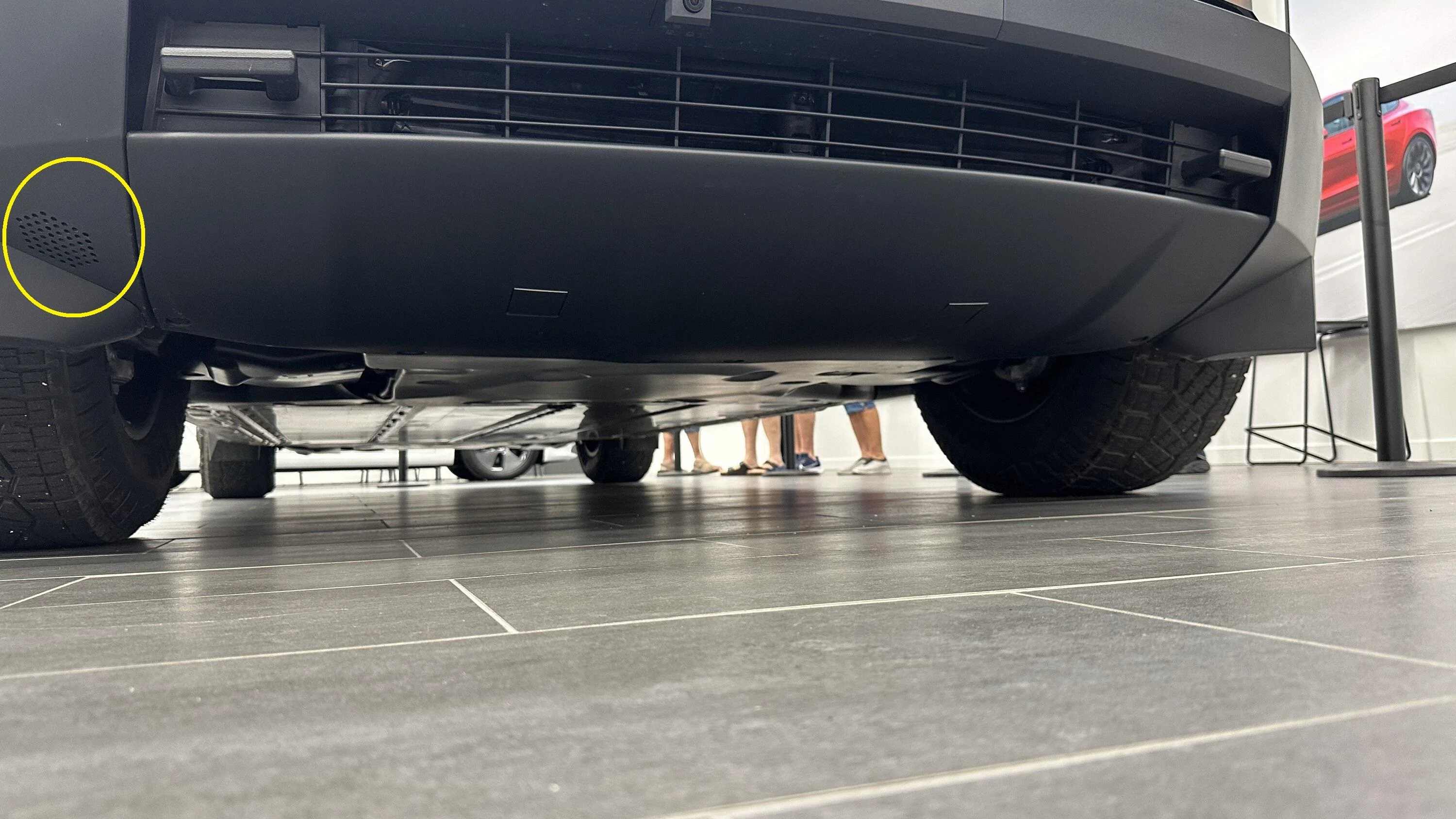 Tesla Cybertruck Speaker grille holes in underbody apron? IMG_8407