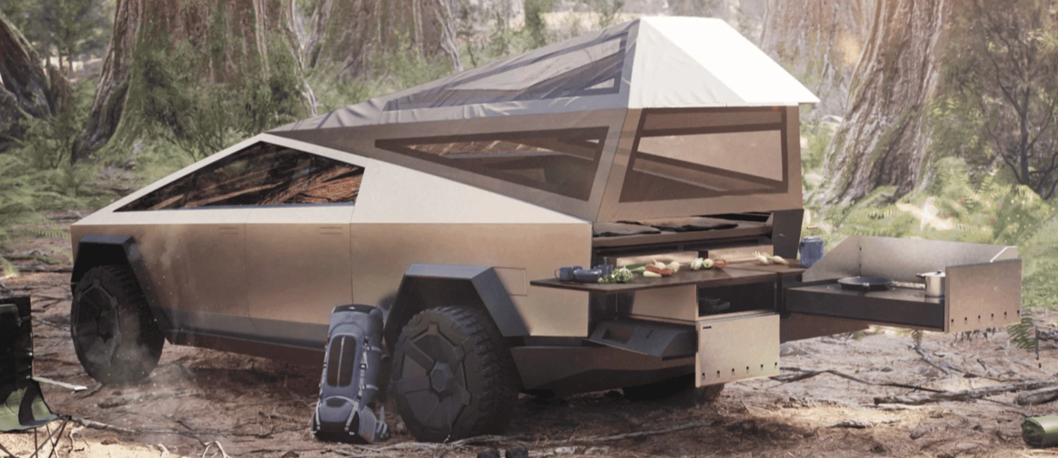 Tesla Cybertruck "BaseCamp" Cyber Tent (w/ Mattress) Accessory Revealed ⛺️ 1701207157626