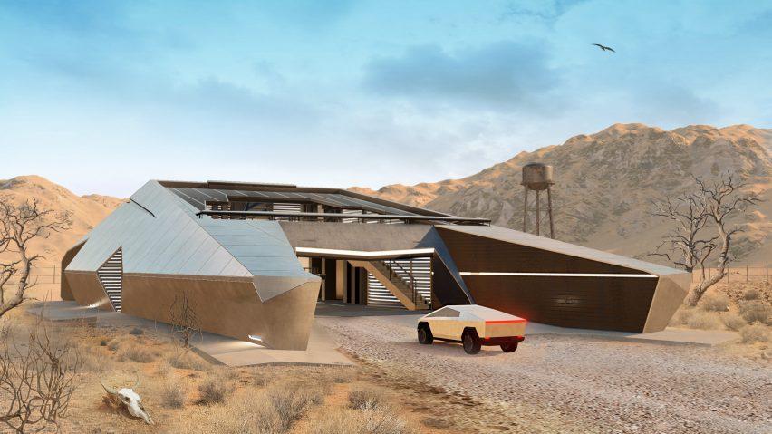 Tesla Cybertruck Can a CT be realistically kept outside? cybertruck-cyberhouse-modern-house-architecture-design-tesla_dezeen_2364_col_1-852x479