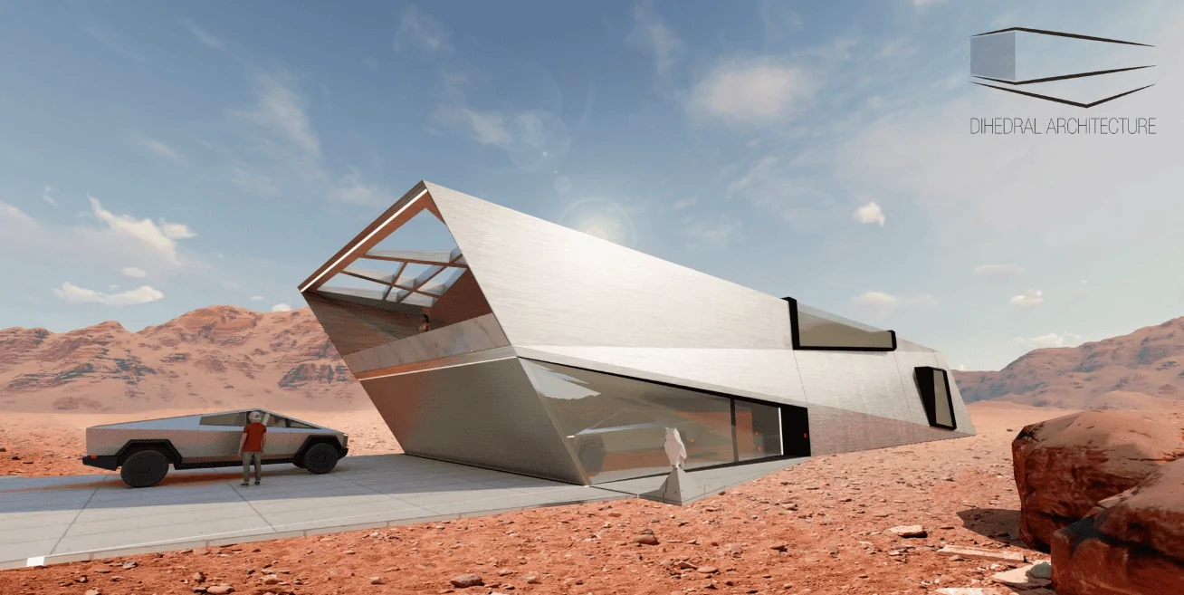 Tesla Cybertruck Can a CT be realistically kept outside? Cybertruck-inspires-Cyber-House_1600x