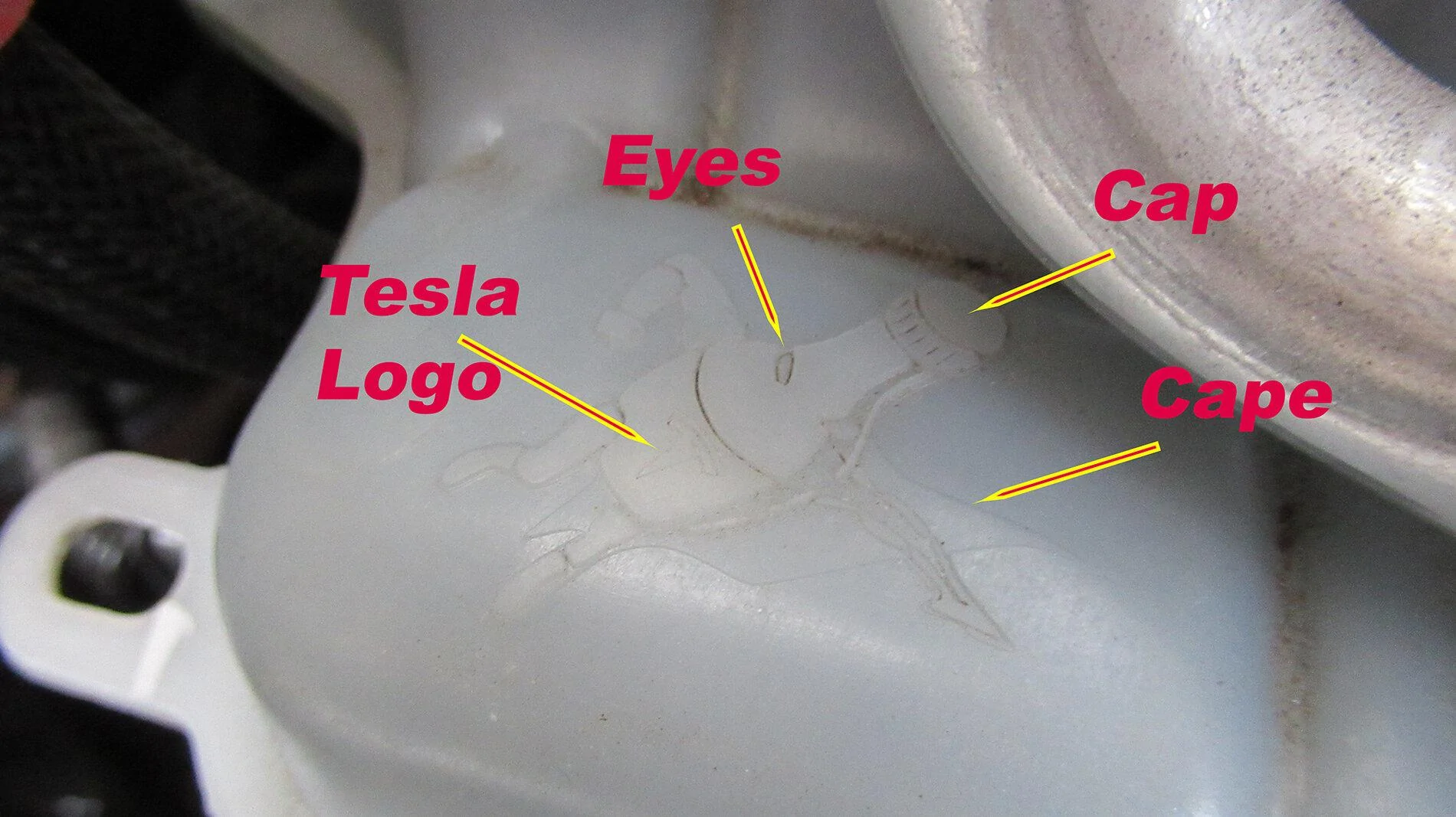 Tesla Cybertruck Logos on Plastic injection parts Logo On Model 3 reservior