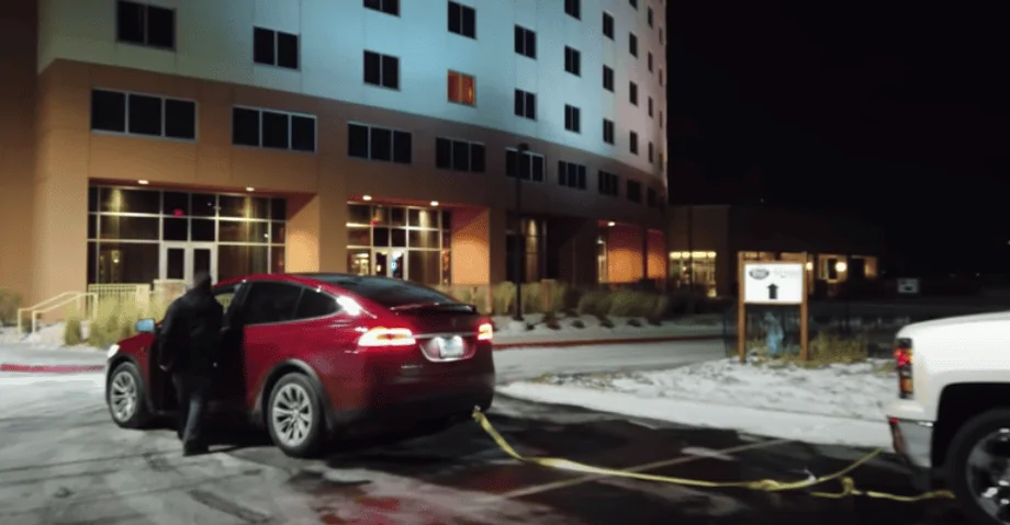 Tesla Cybertruck Vehicles that perform "ICE-ing" at Tesla SuperChargers Tow 2