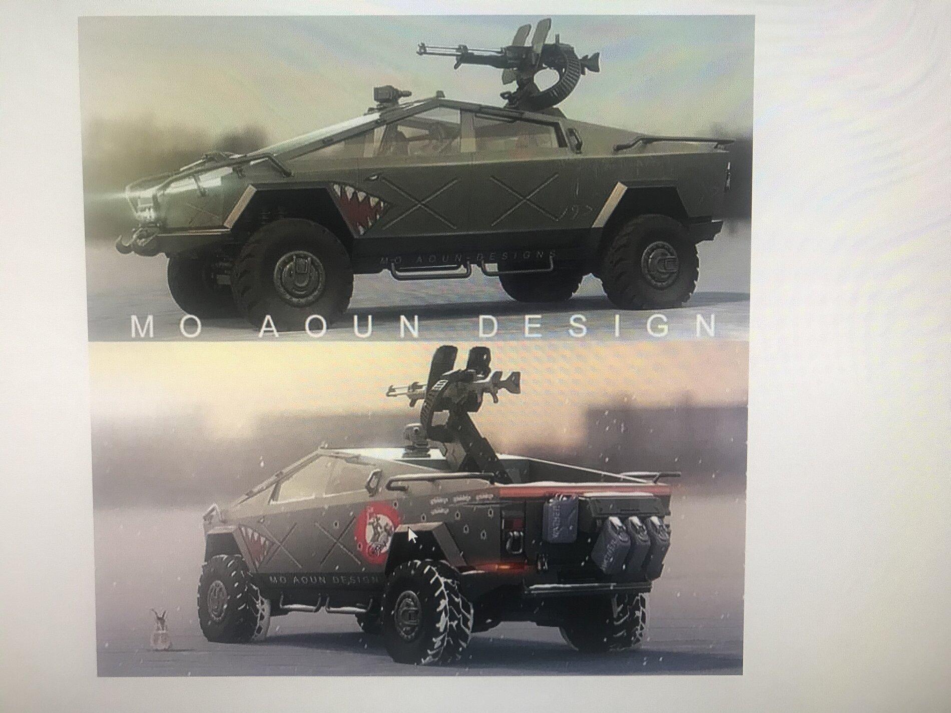 Tesla Cybertruck Musk says Cybertruck to get paintball machine gun mounted on bed rails?! 043A122F-4137-40E4-B0C8-7FD2041565EA
