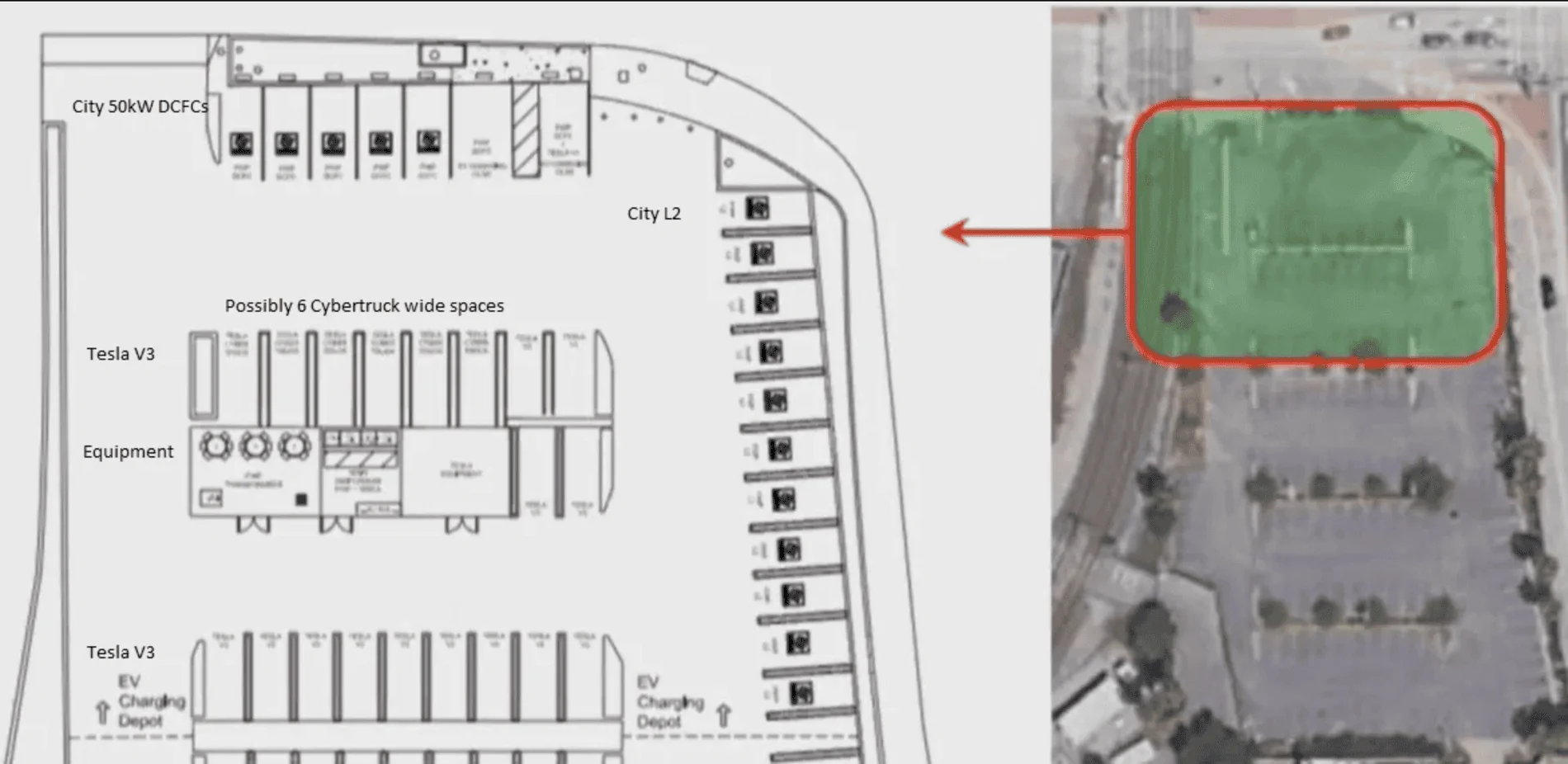 Tesla Cybertruck First Cybertruck specific supercharger spots have been approved tesla-pasadena-supercharger-cybertruck-spaces
