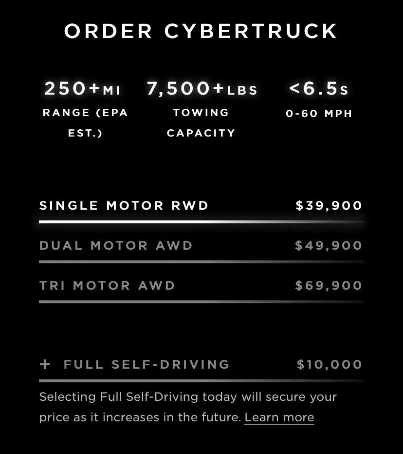 Tesla Cybertruck Anyone else have their FSD option now say $8k? CE8B4D26-32DF-4C36-A638-25087D8F9729