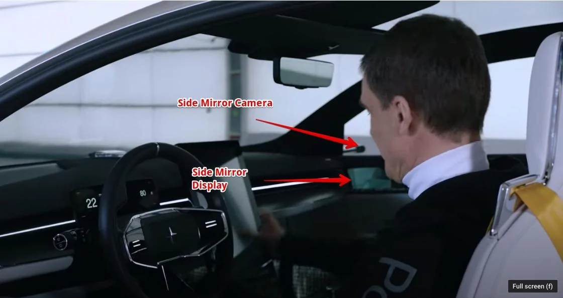 Tesla Cybertruck New Tesla rival Polestar loads up on digital technology and sustainable materials Polestar Precept side mirror