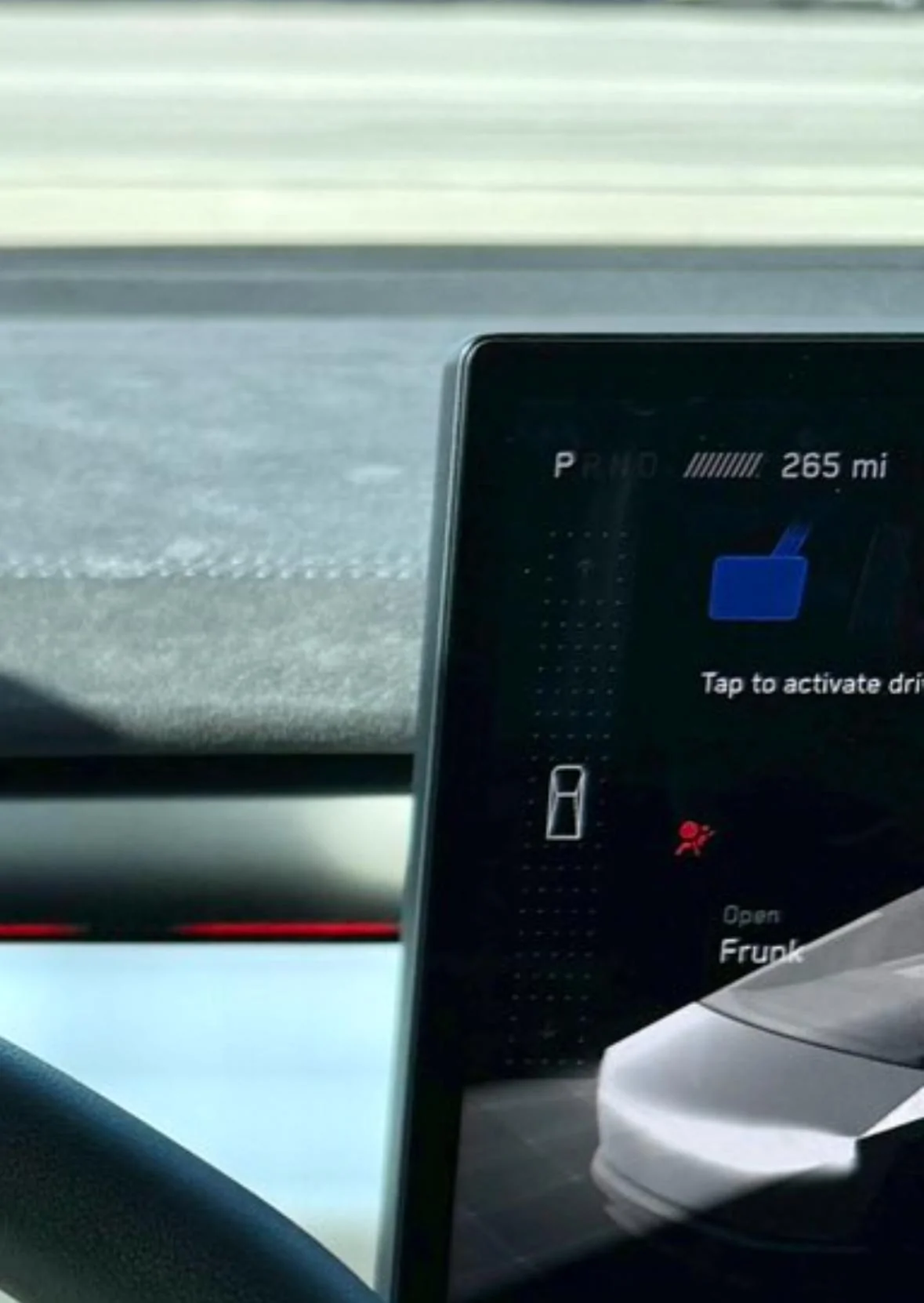 Tesla Cybertruck 265 mi range at 90% shown in demo Cybertruck driven by Marques Brownlee MKBHD IMG_4996