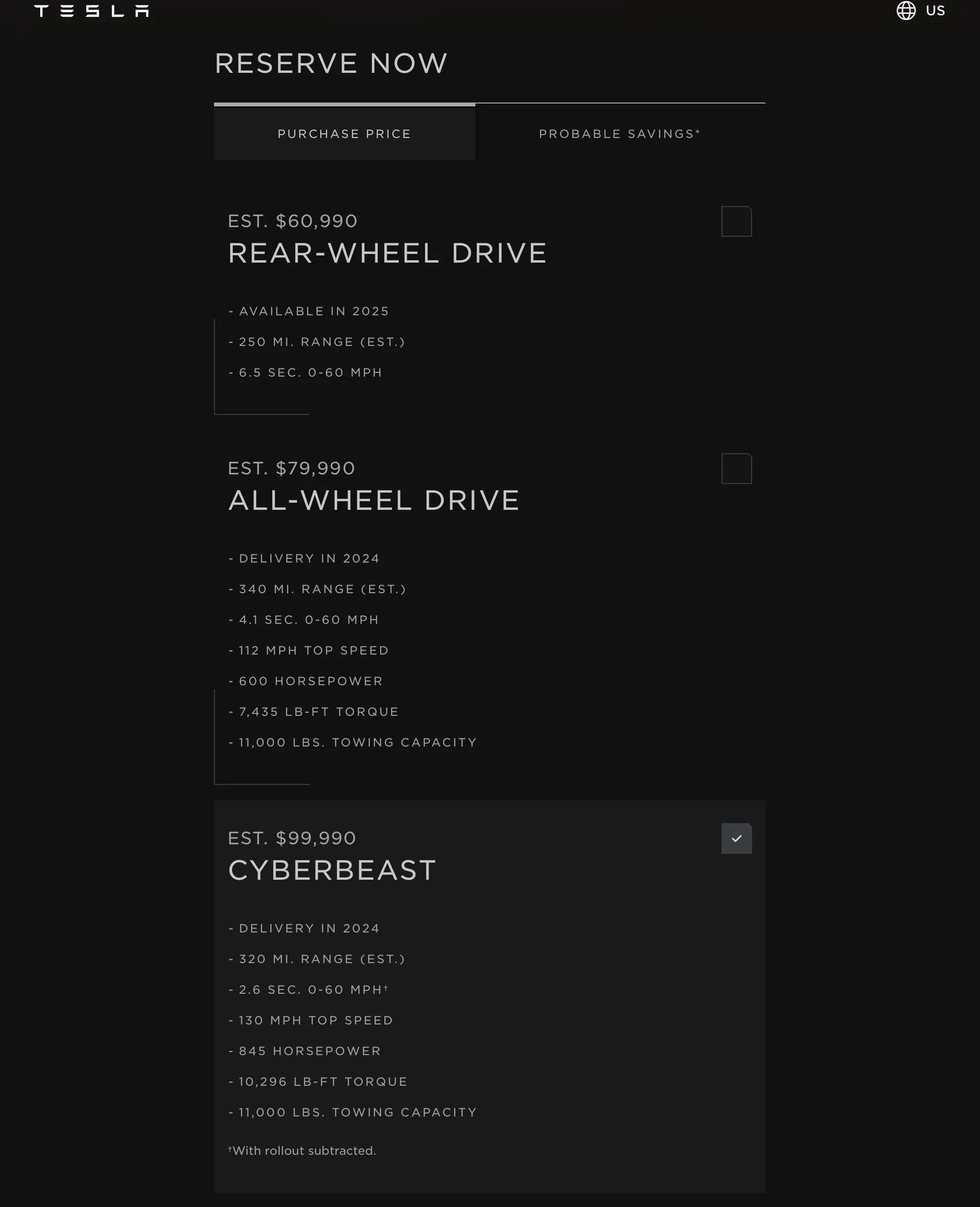 Tesla Cybertruck Cybertruck webpage back up - 340 miles range - pricing too IMG_4251