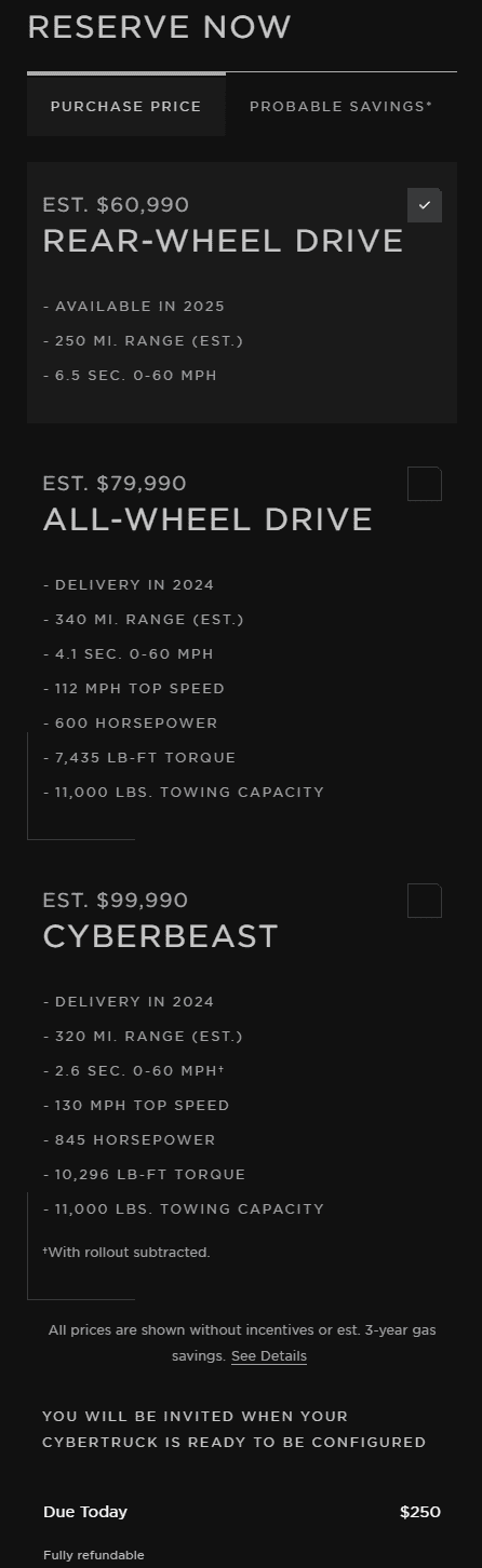 Tesla Cybertruck OFFICIAL 2024 Cybertruck Pricing, Specs, Mileage/Range, Dimensions, Weight, Info Prices