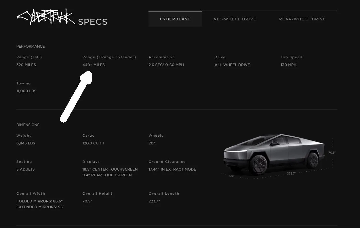 Tesla Cybertruck OFFICIAL 2024 Cybertruck Pricing, Specs, Mileage/Range, Dimensions, Weight, Info CybertruckRangeExtender