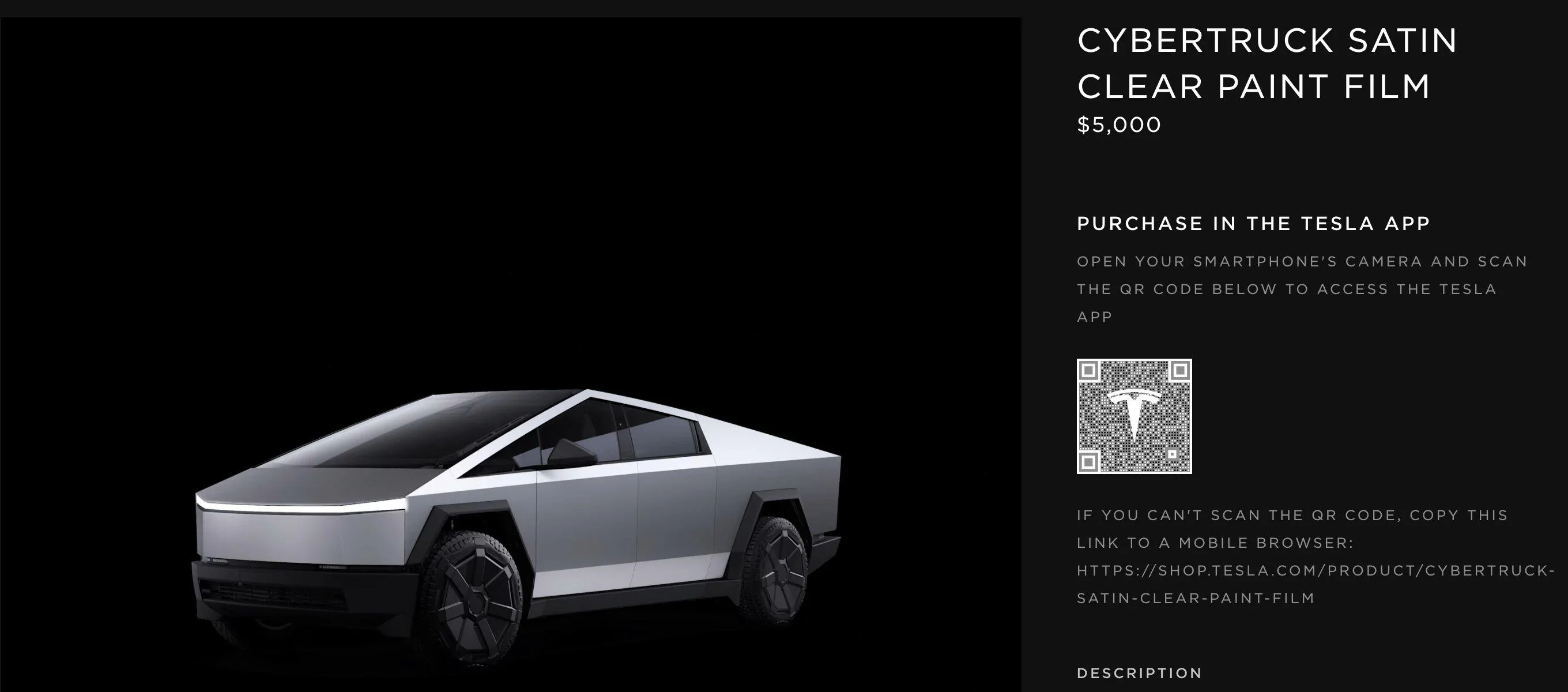 Tesla Cybertruck Cybertruck factory color wrap in WHITE or BLACK will cost $6,500. Satin stealth clear wrap costs $5K GAN6jo0WoAAx4Qd