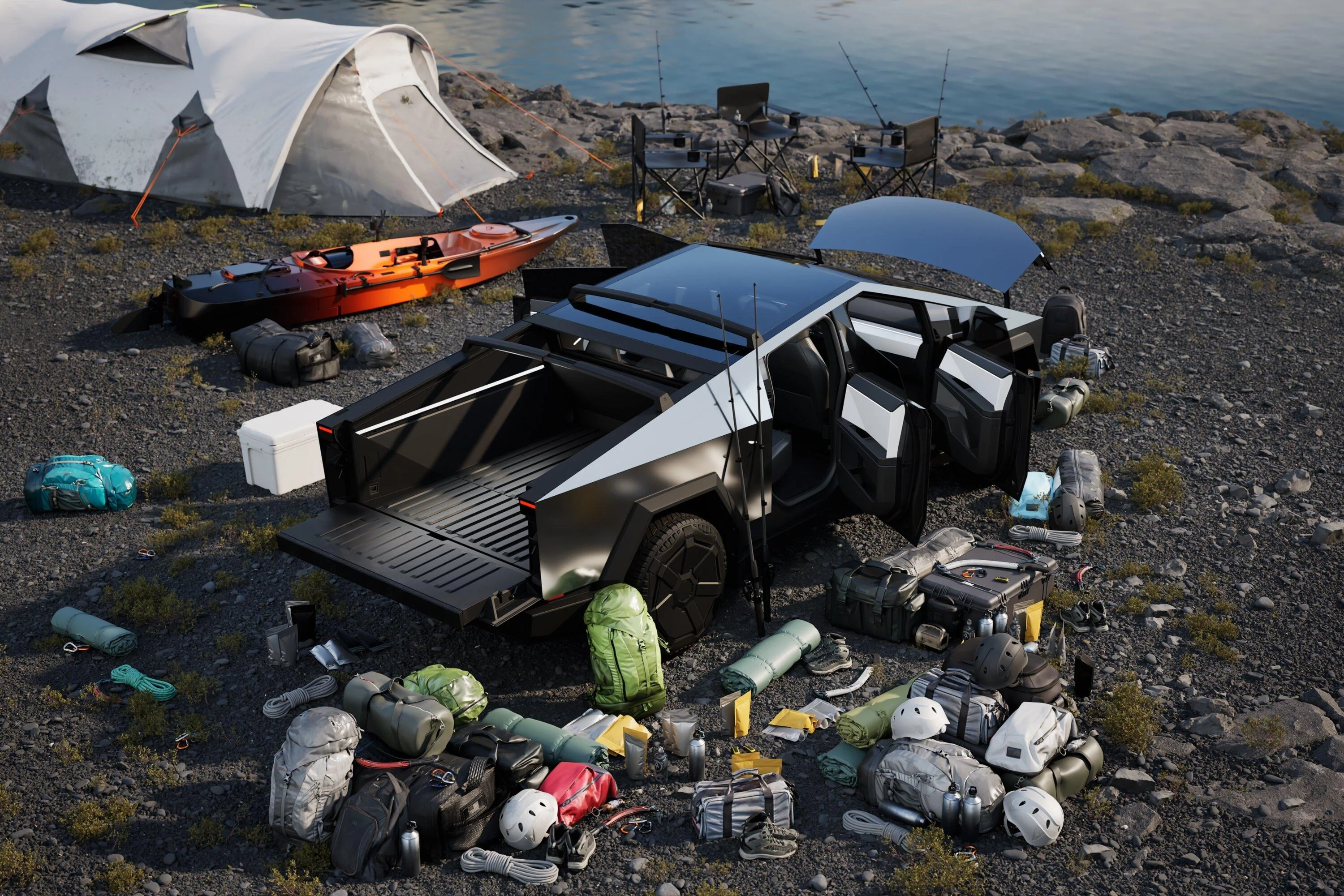 Tesla Cybertruck Official Cybertruck Accessory Store is live!! Tailgate ramp, crossbar, Basecamp tent, vehicle wrap, Franz ball decal and more 🛒 GAN4vCDXkAAPq2H