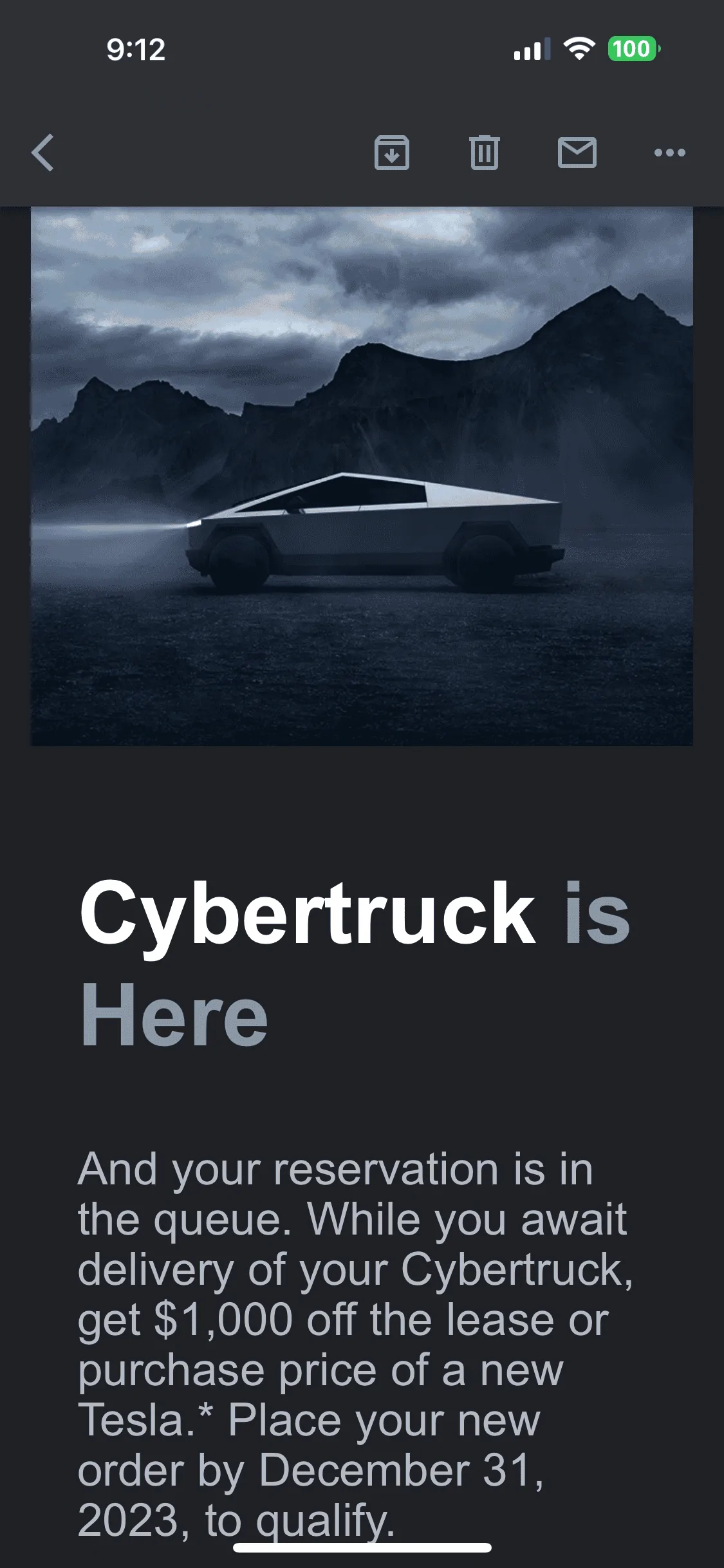 Tesla Cybertruck Email received: Cybertruck reservation holders asked to buy something else "while you wait"? IMG_8617