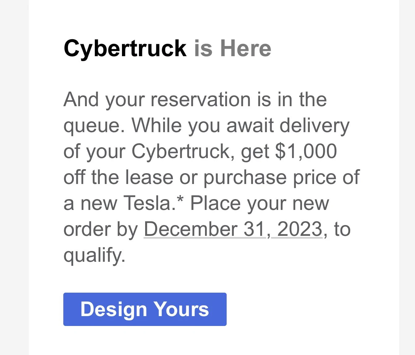 Tesla Cybertruck What will happen to my 2019 reservation? IMG_0626