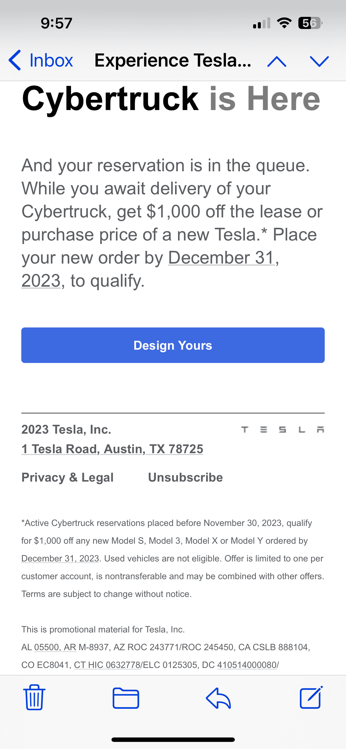 Tesla Cybertruck Email received: Cybertruck reservation holders asked to buy something else "while you wait"? IMG_4192