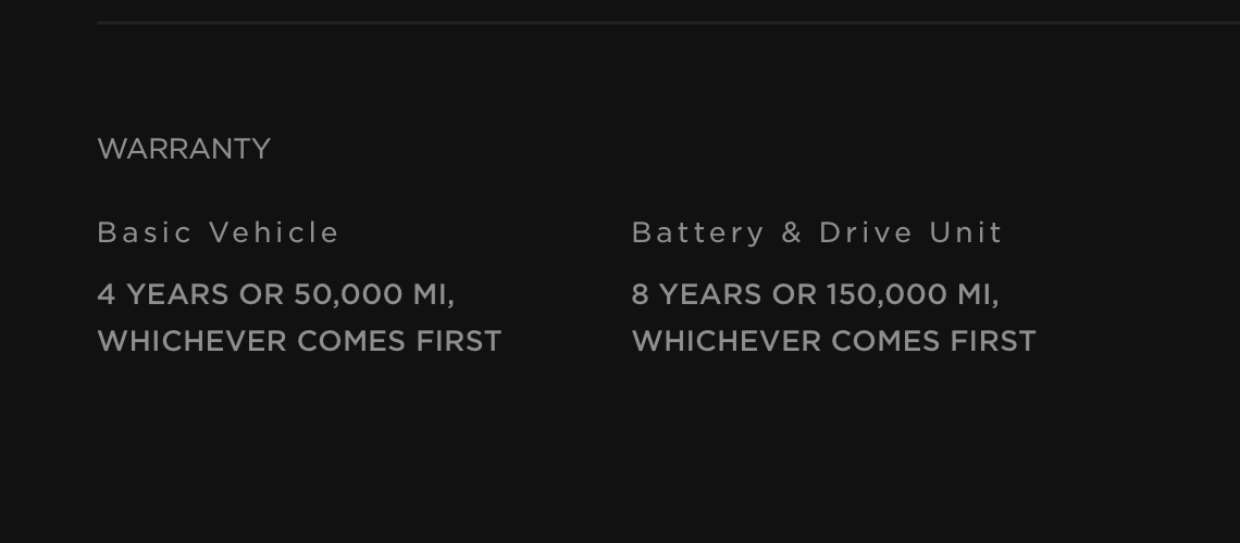 Tesla Cybertruck Cybertruck Warranty is 8 Years / 150,000 Miles for the Battery and Drive Unit (4 yrs / 50k miles basic vehicle warranty) GARbv9gXcAEsV9U