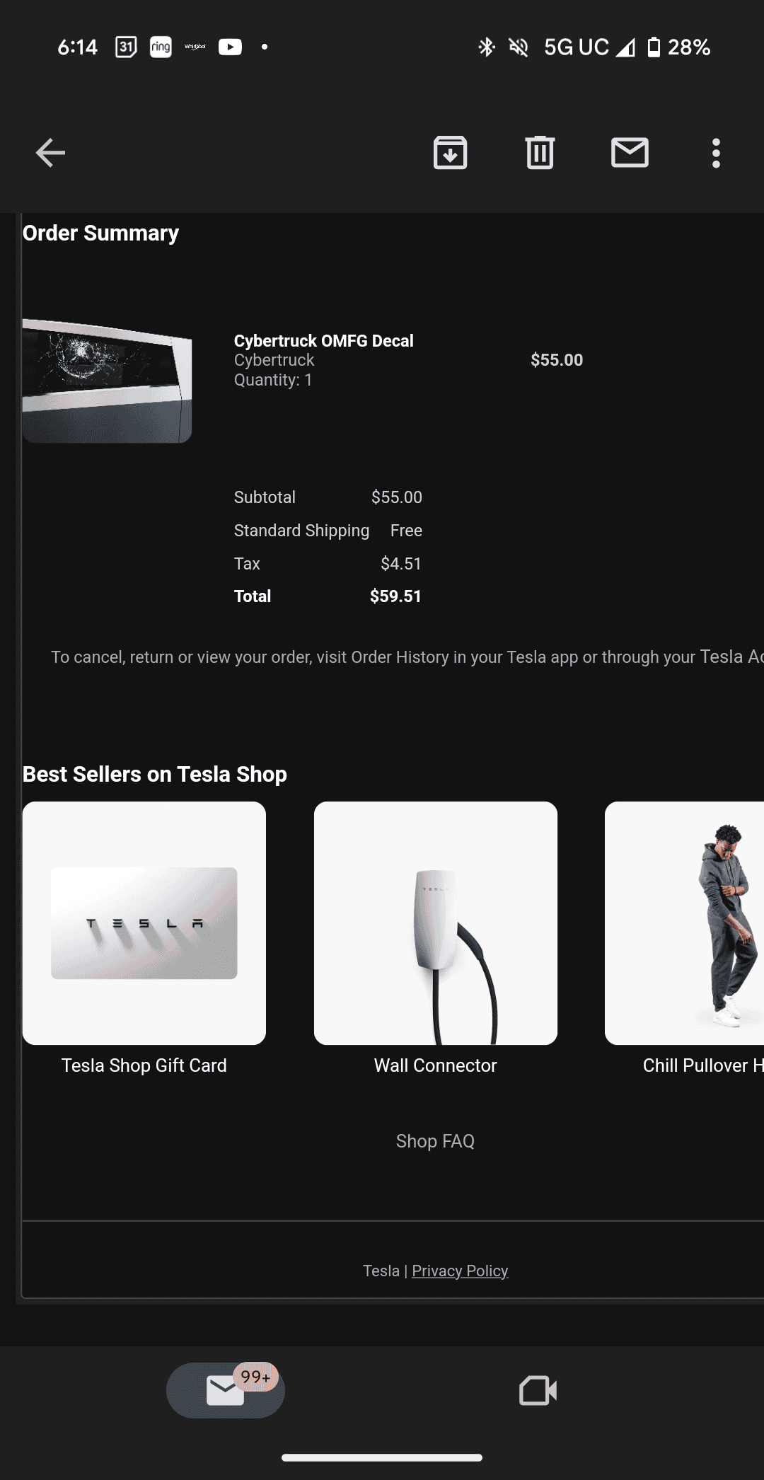 Tesla Cybertruck Ordered the OMFG Decal for Cybertruck window Screenshot_20231201-181441