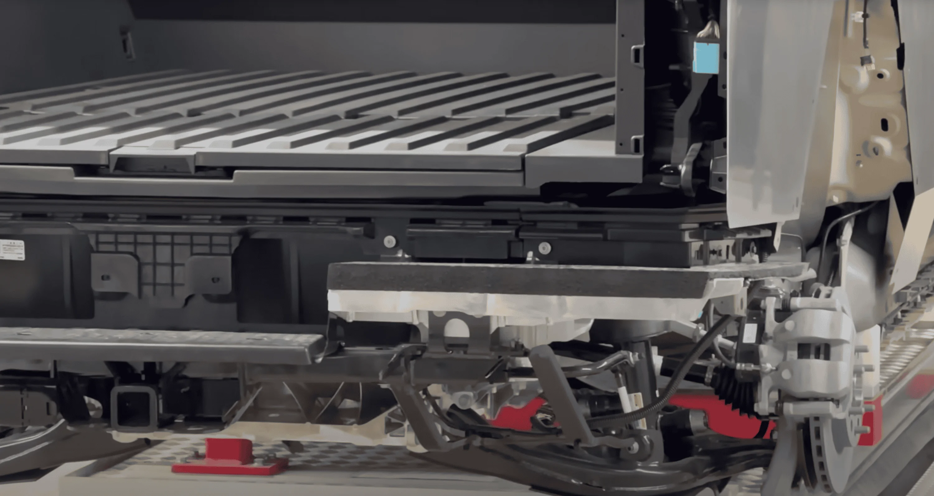 Tesla Cybertruck Out of Spec's factory tour video shows lots of Cybertruck details under the hood Ct Tow Hitch3 Skin