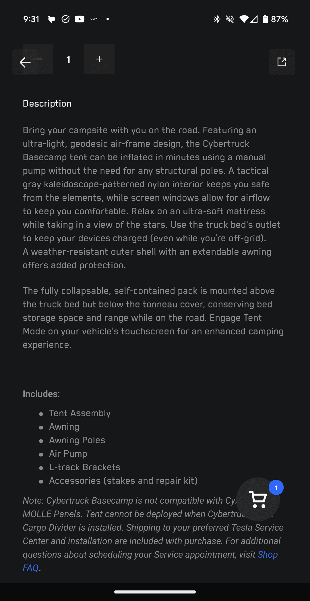 Tesla Cybertruck Cybertent (BaseCamp Tent) info/specs/pics from Cybertruck Accessories Engineer ⛺️ Screenshot_20231203-093153