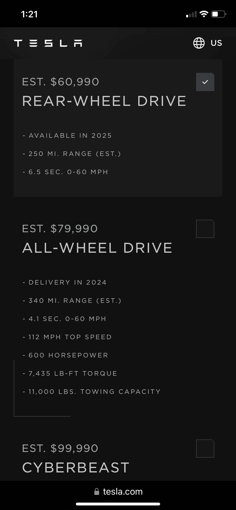 Tesla Cybertruck Two questions about the "$1000 off other models while you wait" email IMG_0756