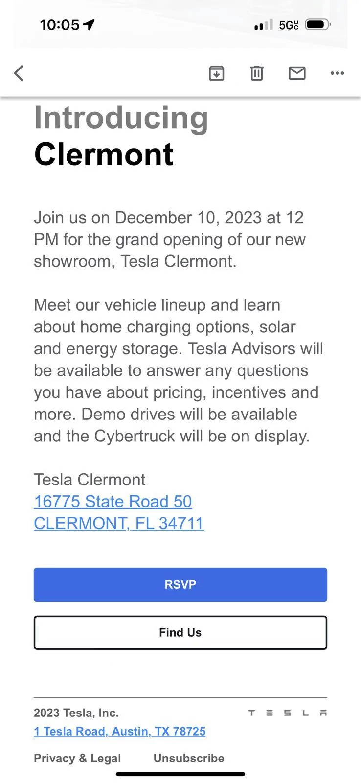 Tesla Cybertruck A Cybertruck appears at just-opened Clermont Florida Tesla Store / Service Center! Tesla Clermont Grand Opening 