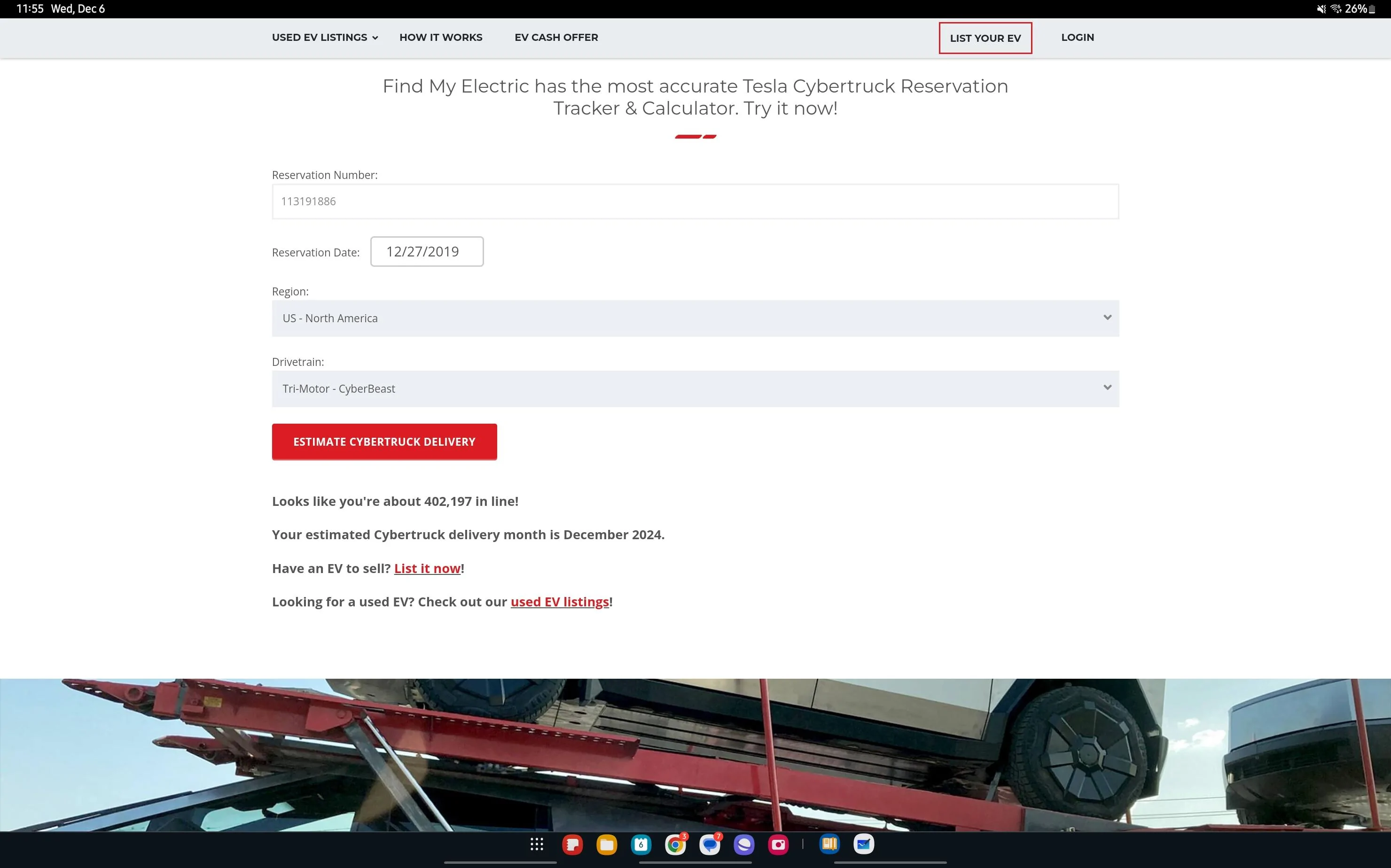 Tesla Cybertruck Where are you on the reservation list? Screenshot_20231206_235537_Chrom