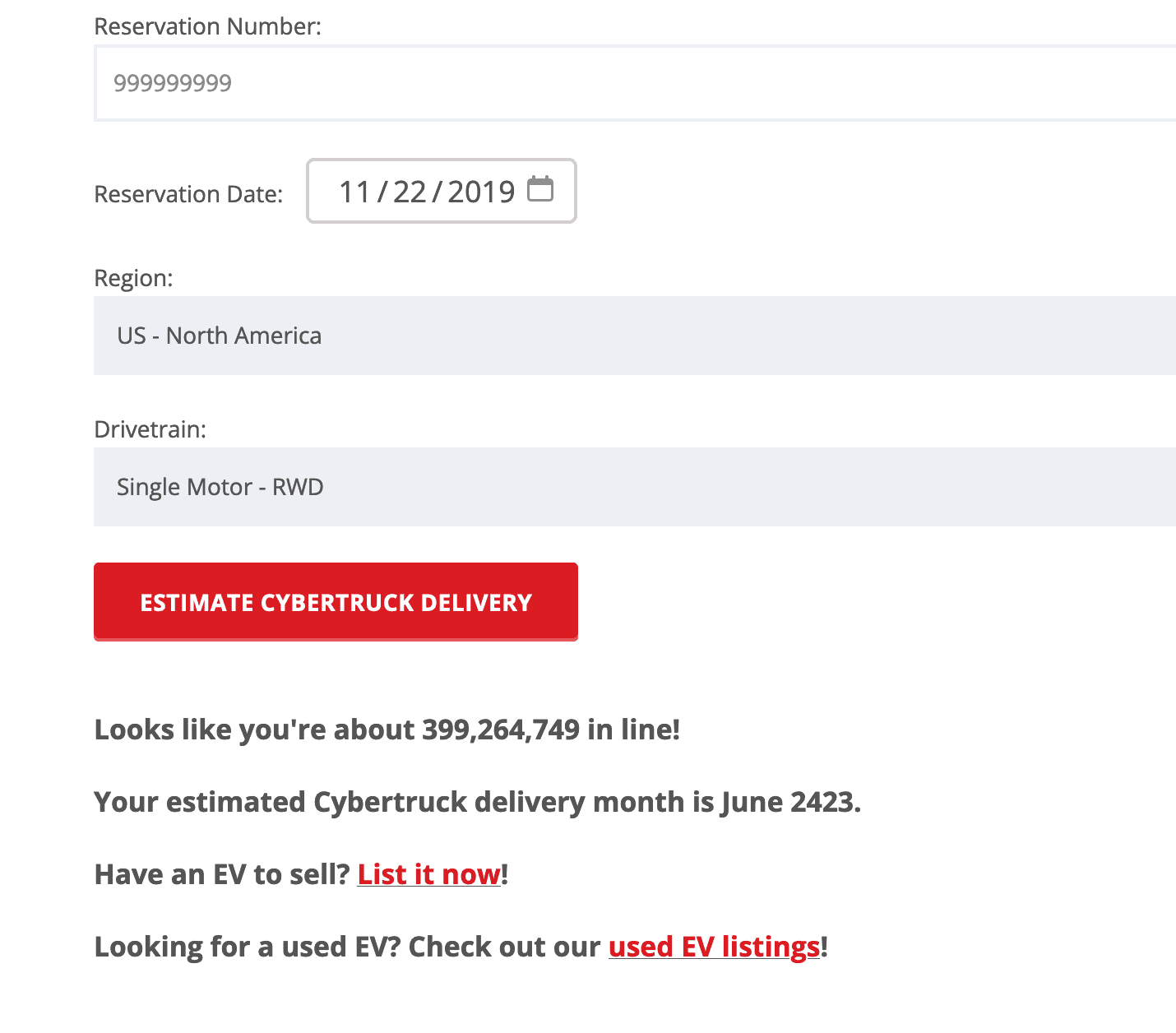 Tesla Cybertruck Where are you on the reservation list? Screenshot 2023-12-07 at 09-41-26 Tesla Cybertruck Reservation Tracker & Calculator Find My El