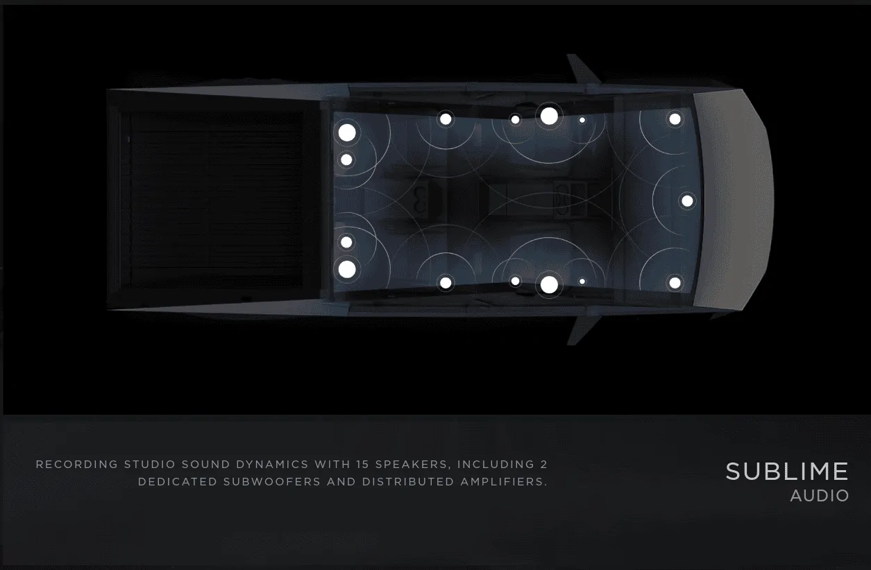 Tesla Cybertruck Seems like the CT will have a fairly rocking stereo system; which song are you going to play first? CT_soundsystem2