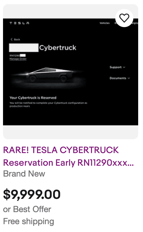 Tesla Cybertruck EBAY Reservations For Sales Screenshot 2023-12-08 at 3.52.45 PM