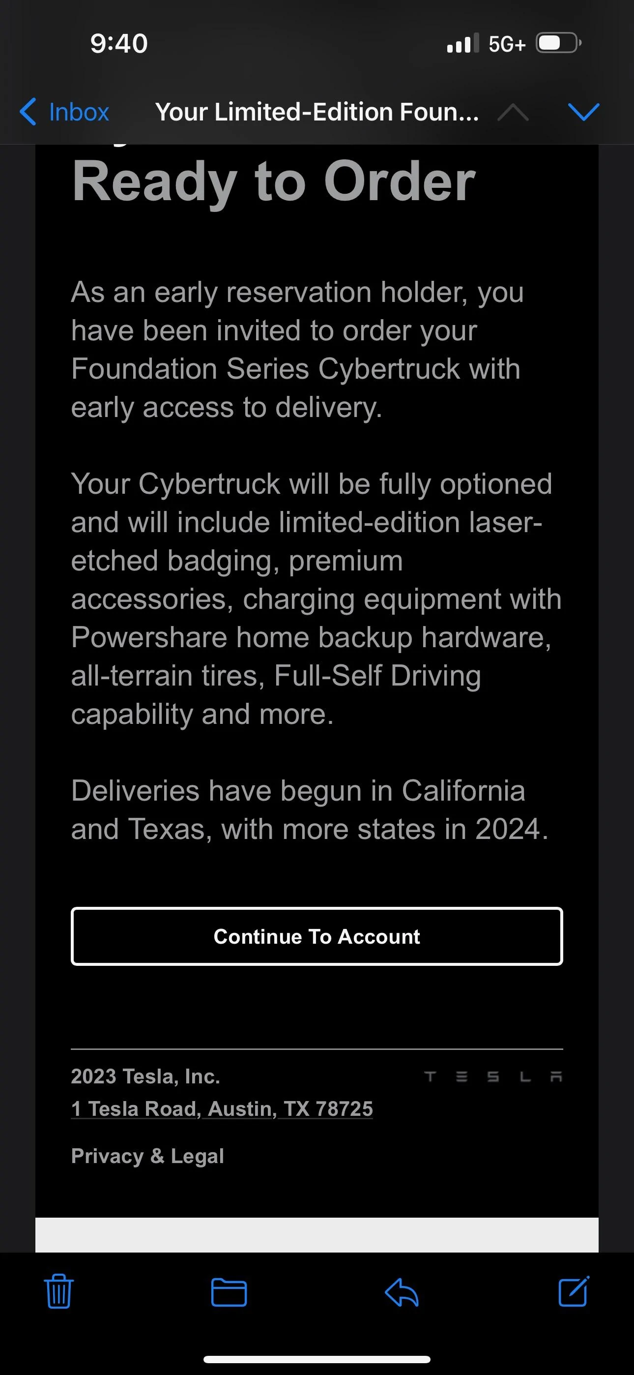 Tesla Cybertruck Just Ordered My Foundation Series Allocation! Post Your Invitations / Order Confirmations! 🙌 IMG_20231208_224323