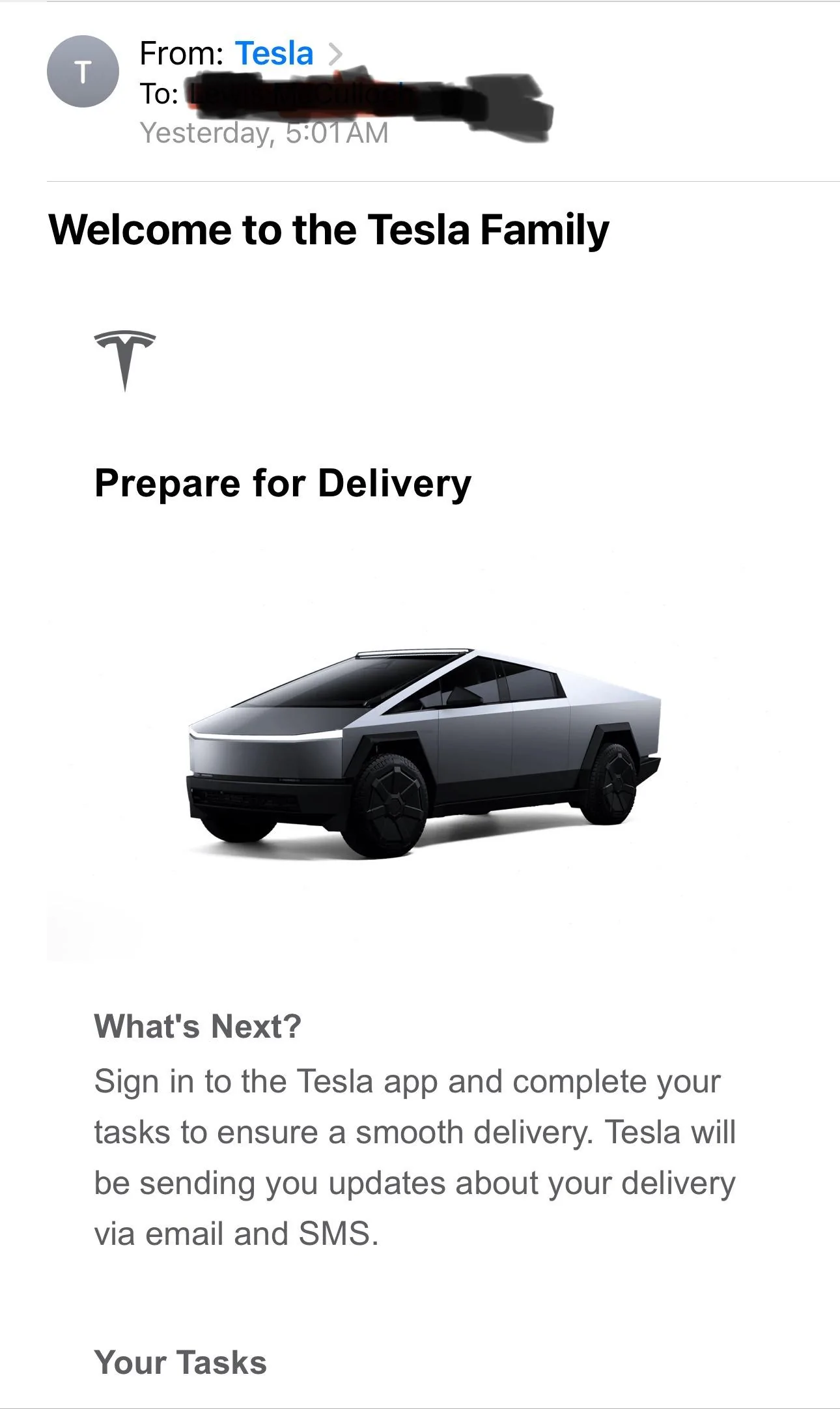 Tesla Cybertruck "Prepare for Delivery" Email Received for RN11278xxxx (Cybertruck Foundation Series Cyberbeast AWD)! 😱 IMG_1759 2