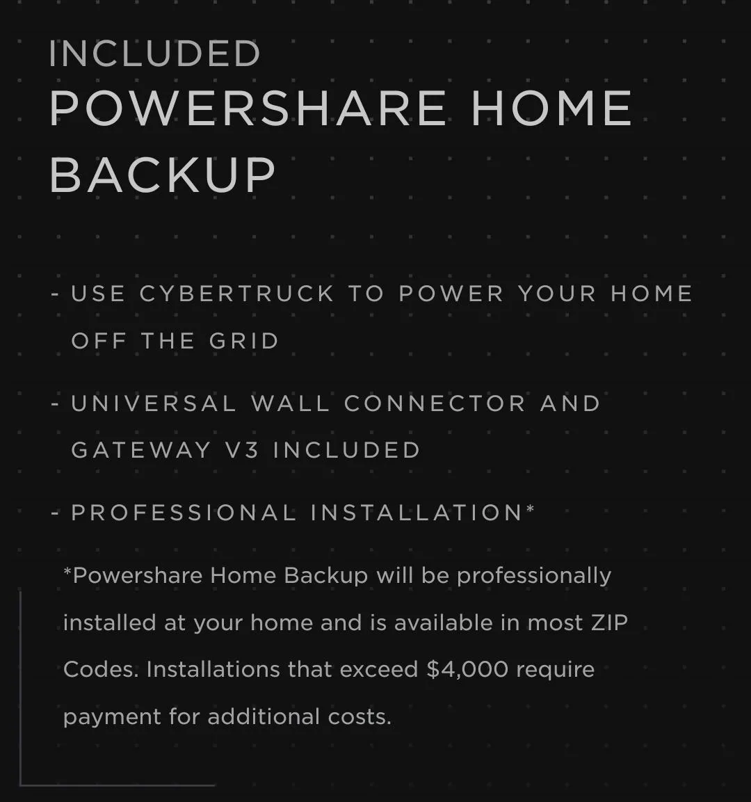 Tesla Cybertruck Order Question - Powershare installation included or not on AWD? Powershare Proof