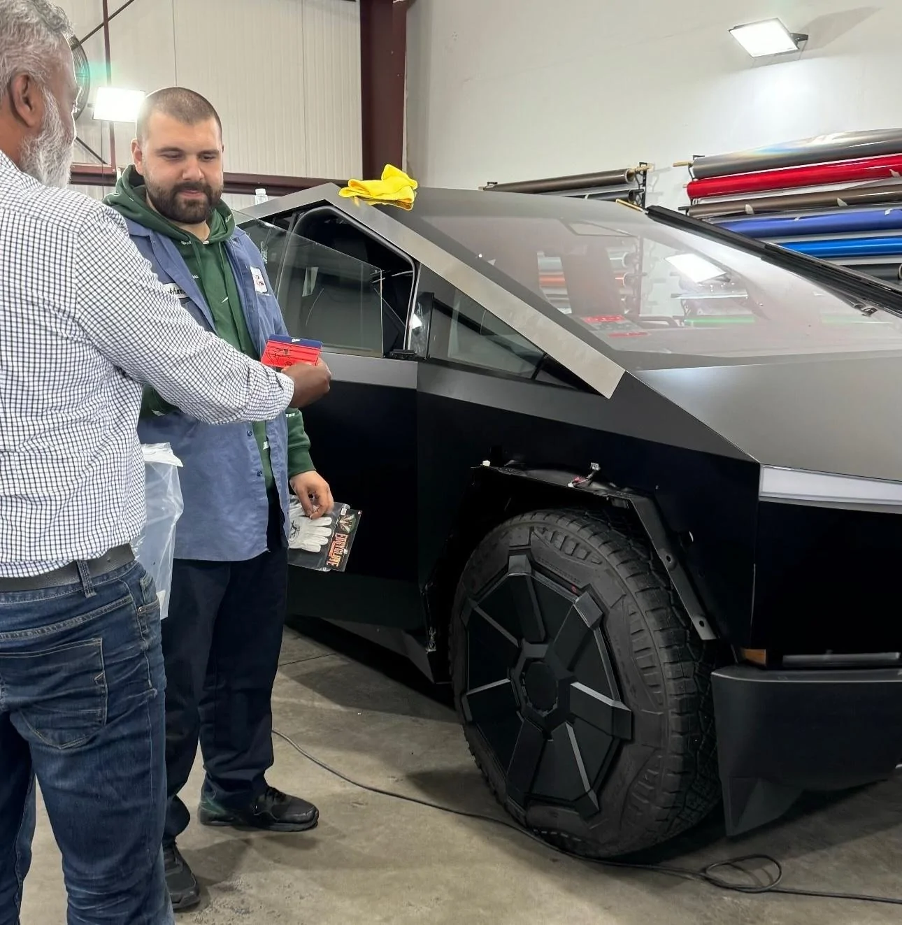 Tesla Cybertruck Fender Flares remove easily from Cybertruck (video) & satin black wrap installed satin black wrap cybertruck