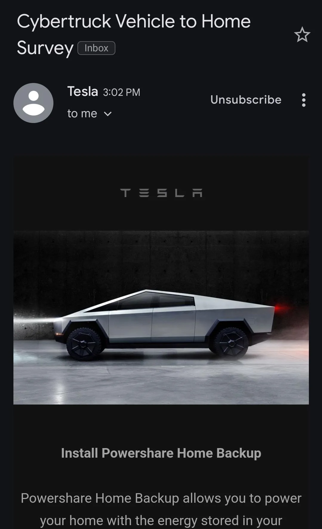 Tesla Cybertruck Cybertruck ordering (not reservations) available in Tesla app now 📲 Screenshot_20231215_150327_Gmail