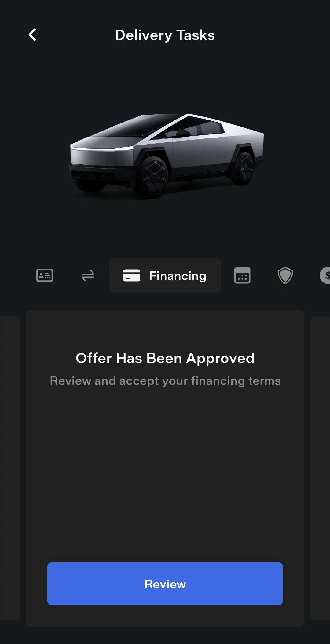Tesla Cybertruck Foundation financing — has Tesla approved you? Screenshot_20231216_081734_Tesla