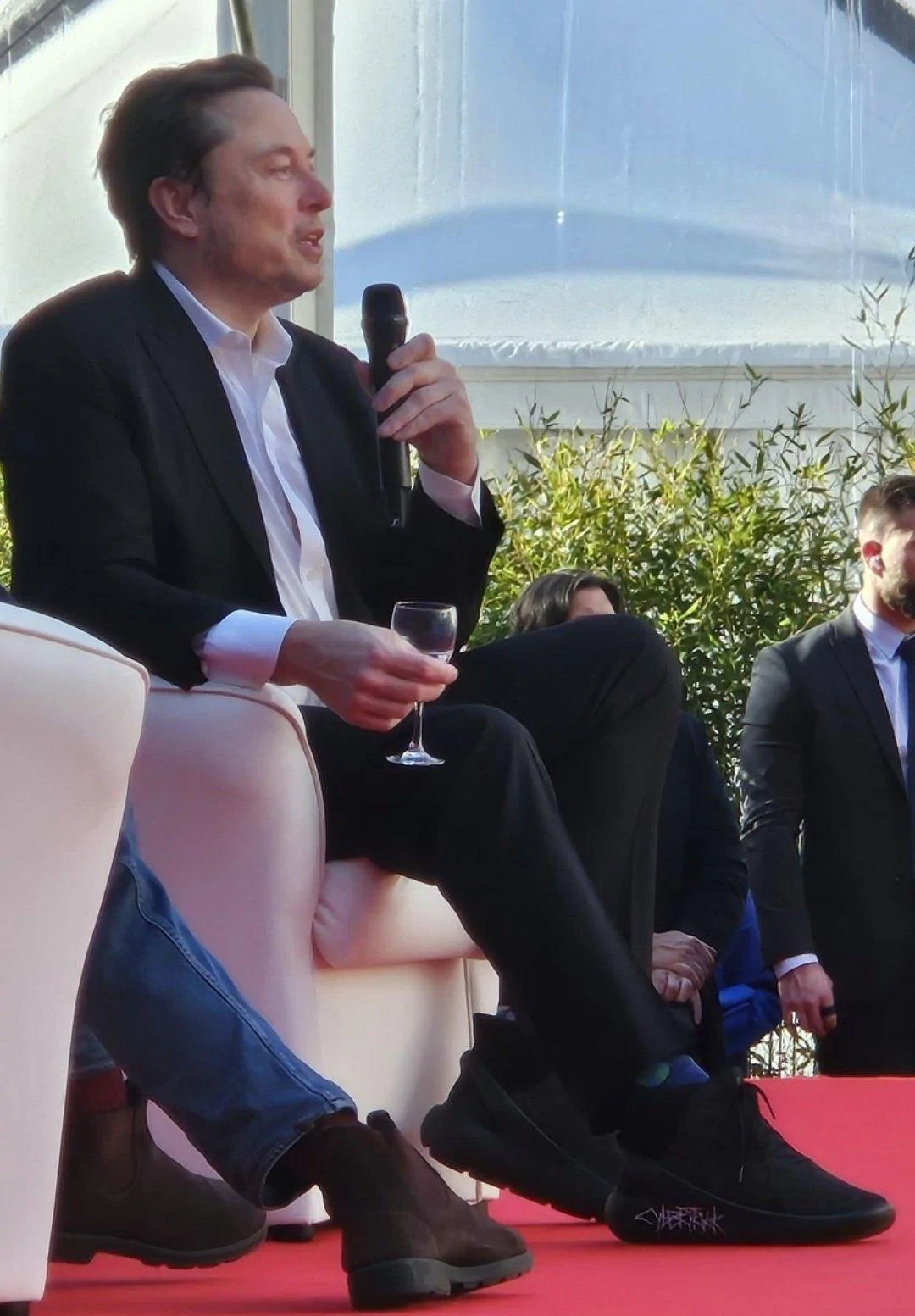 Tesla Cybertruck Elon wearing Cybertruck sneakers shoes Elon Musk Cybertruck shoes