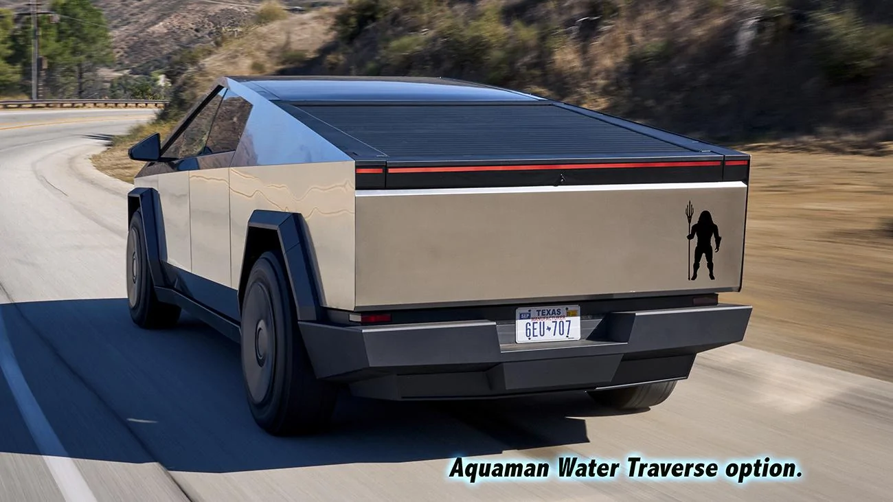 Tesla Cybertruck Boat Package coming for Cybertruck! -- Will traverse at least 100m of water as a boat 🌊 Aquaman travers
