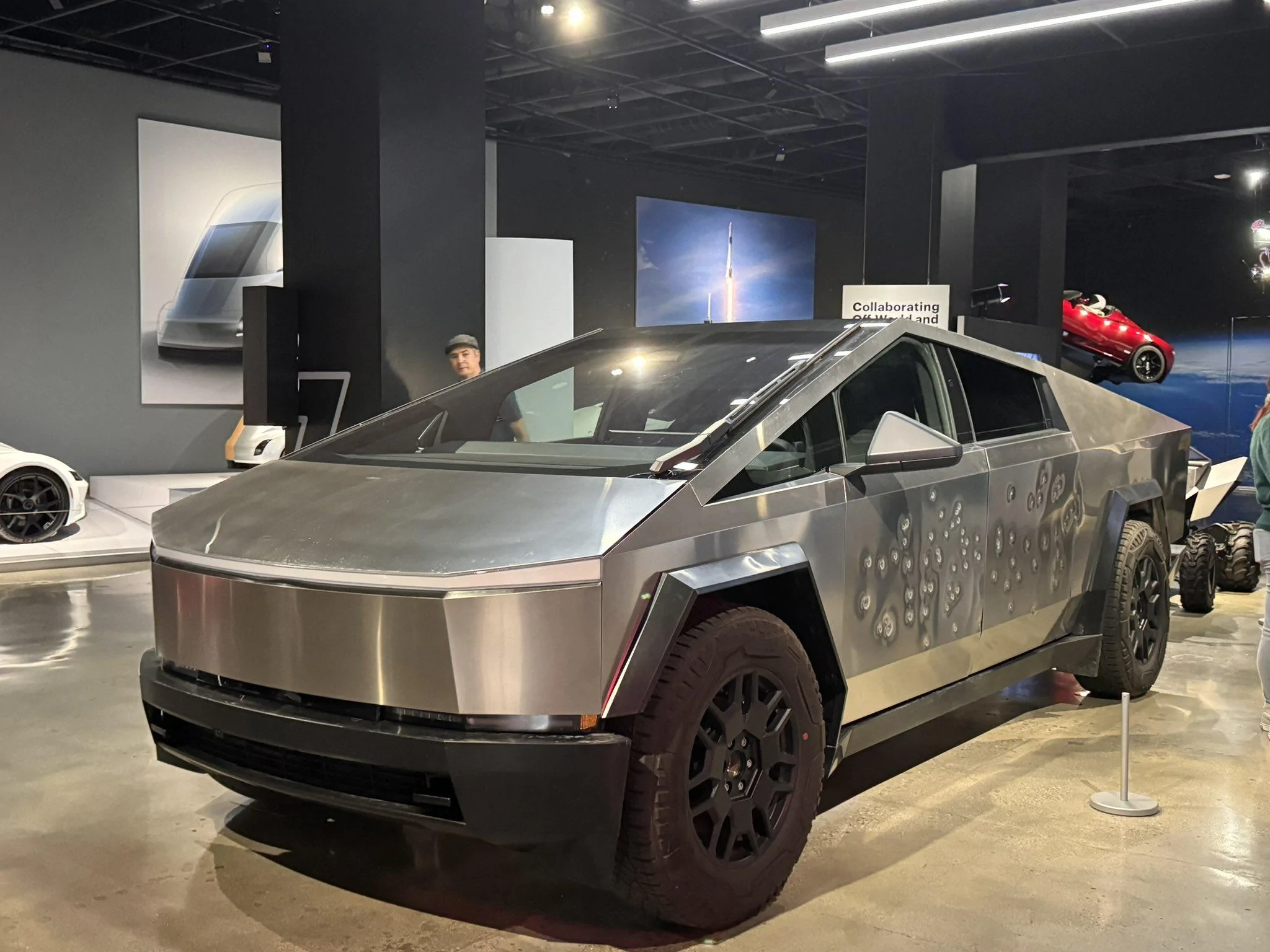 Tesla Cybertruck Petersen now has 2 Cybertrucks -- Bullet Tested + Franz's Black Cybertruck (w/ white interior) GBpodbqaMAA0f15