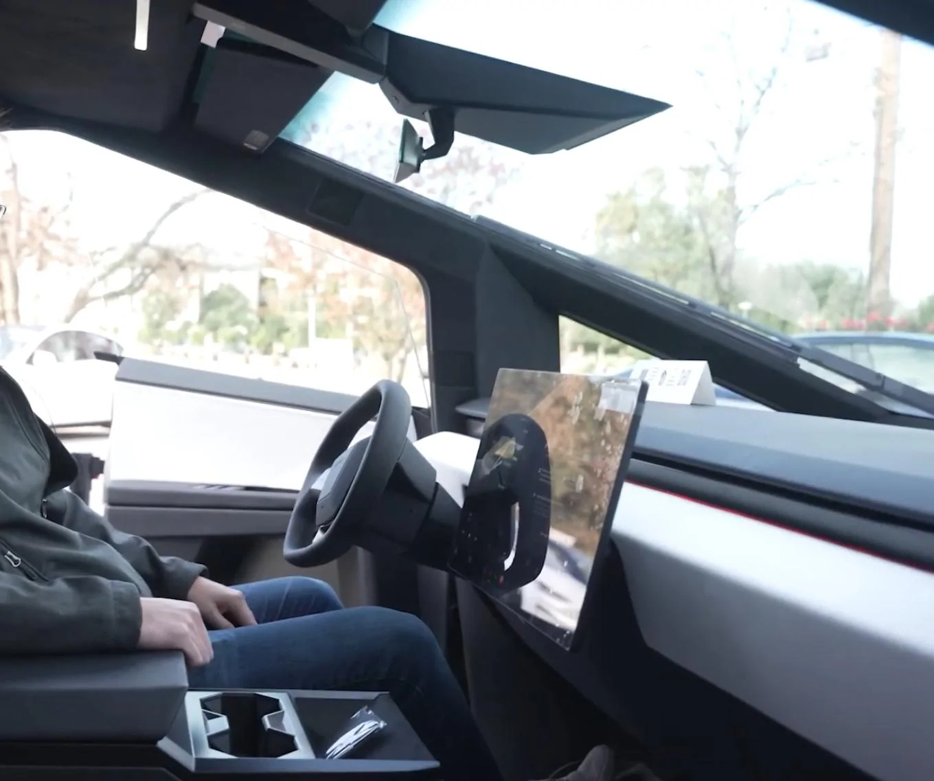 Tesla Cybertruck Sueded steering wheel discovered! Will be option for top two Cybertruck trims IMG_9200