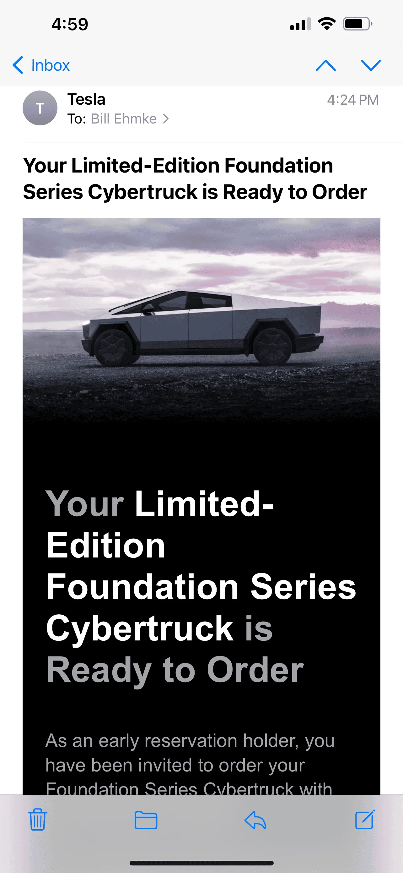 Tesla Cybertruck Just got the email from Tesla, foundation series ready to order IMG_2981