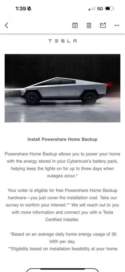 Tesla Cybertruck Foundation Series Home PowerShare Install Allowance IMG_1116