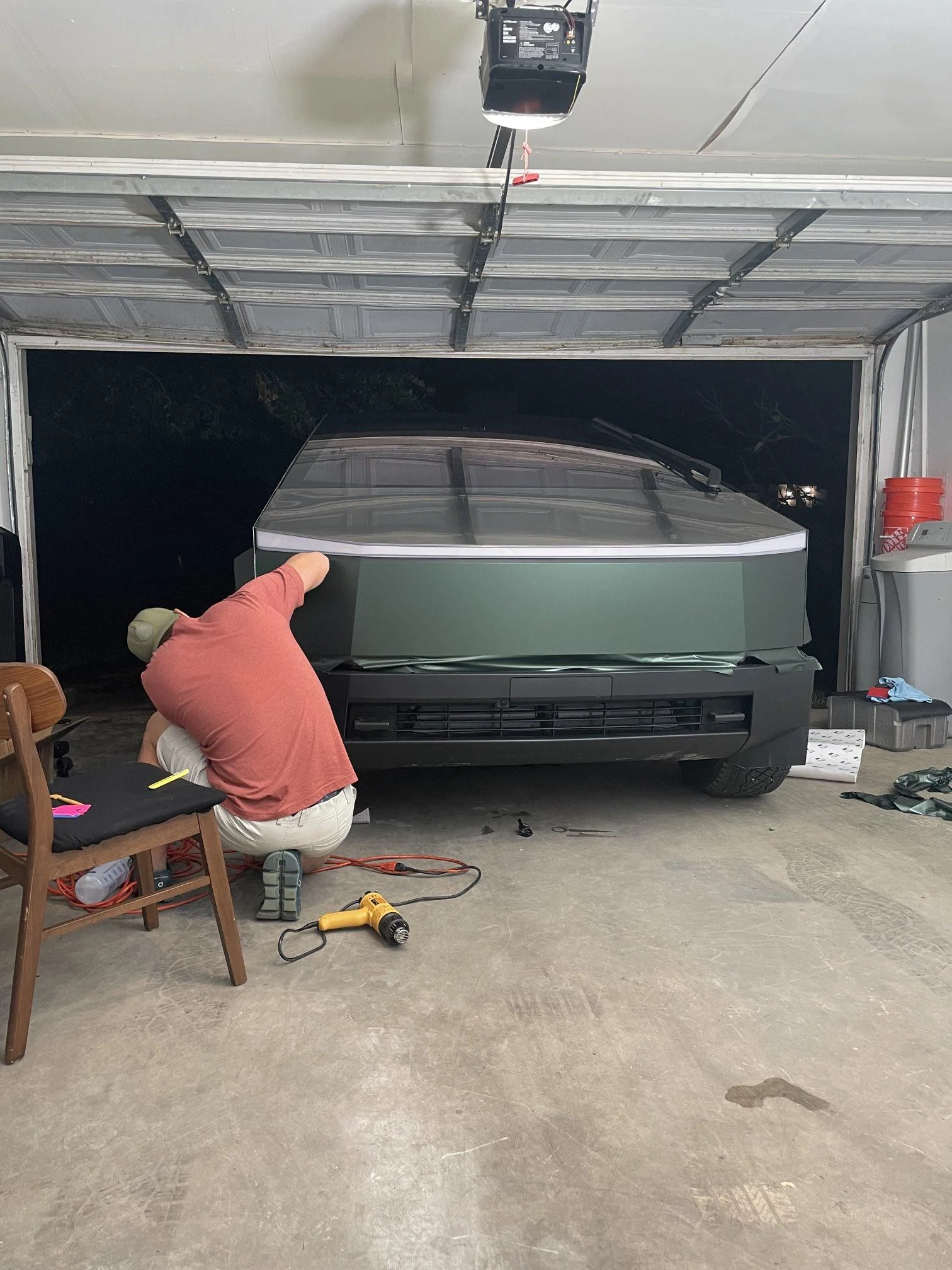 Tesla Cybertruck Color wrapped fender flares, carbon fiber wrapped mirrors & Pine Green Metallic body wrap 🤩 pine green metallic cybertruck wra