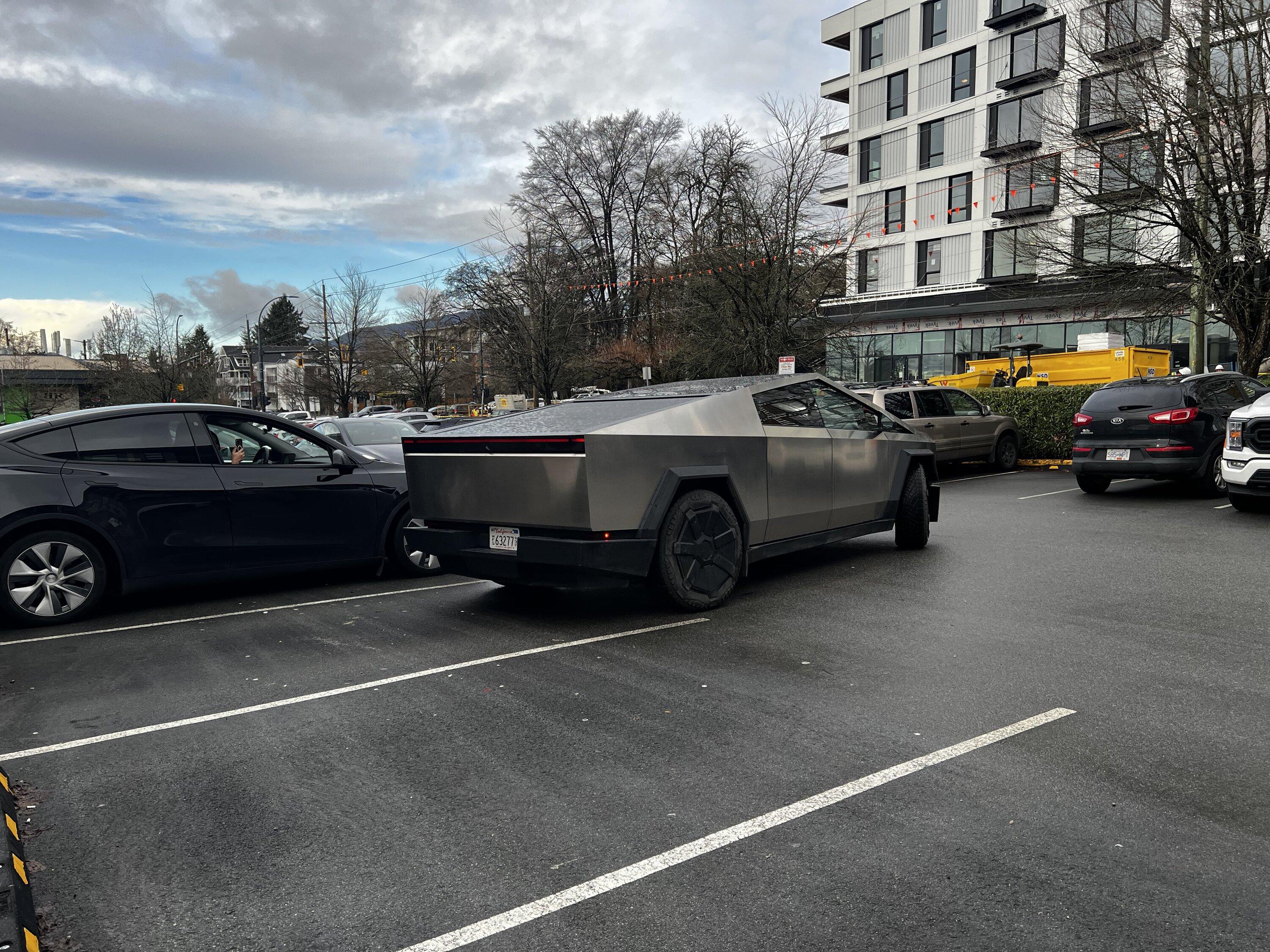 Tesla Cybertruck Cybertruck spotted supercharging in North Vancouver GB-g7IraYAAkA66