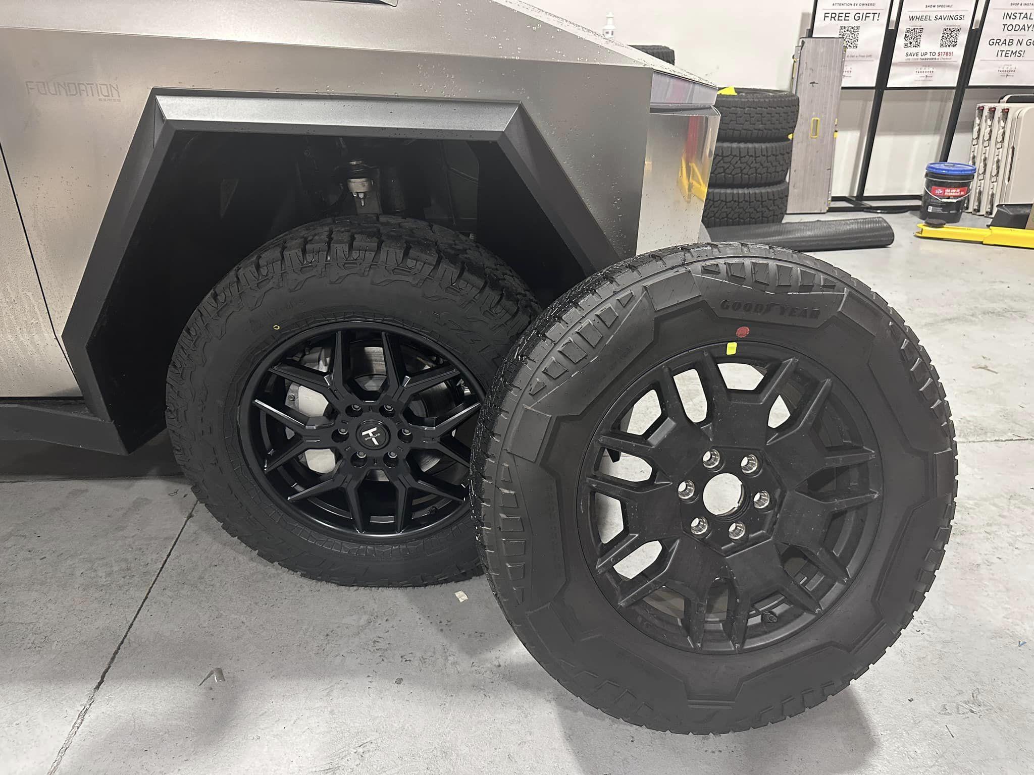 Tesla Cybertruck Cybertruck on a lift being modified at TSportline Tsportline Cybertruck upgrades parts modified modded build 4