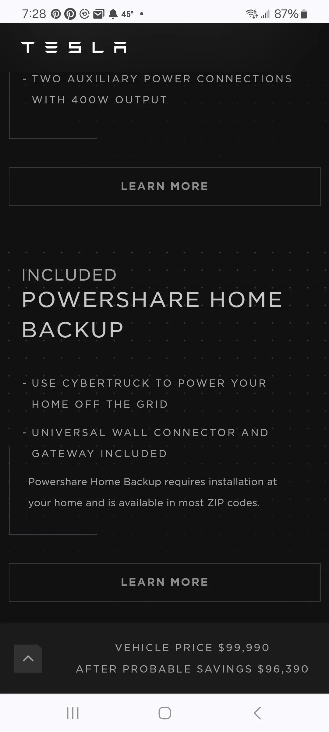 Tesla Cybertruck My Foundation Series order doesn't have Powershare Screenshot_20231223_072832_Chrom
